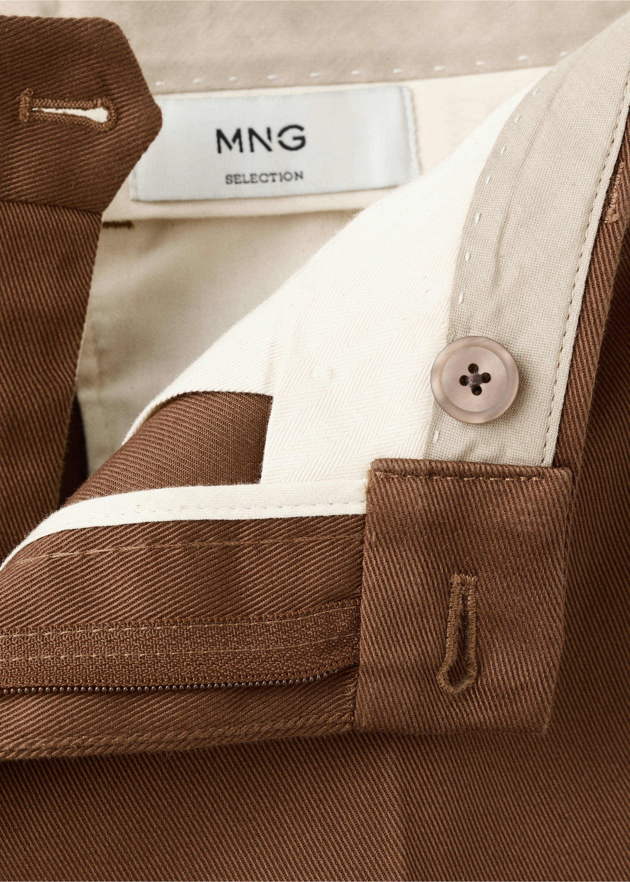 Regular-fit cotton trousers - Details of the article 8, Orange. Ref: 17068266-00.