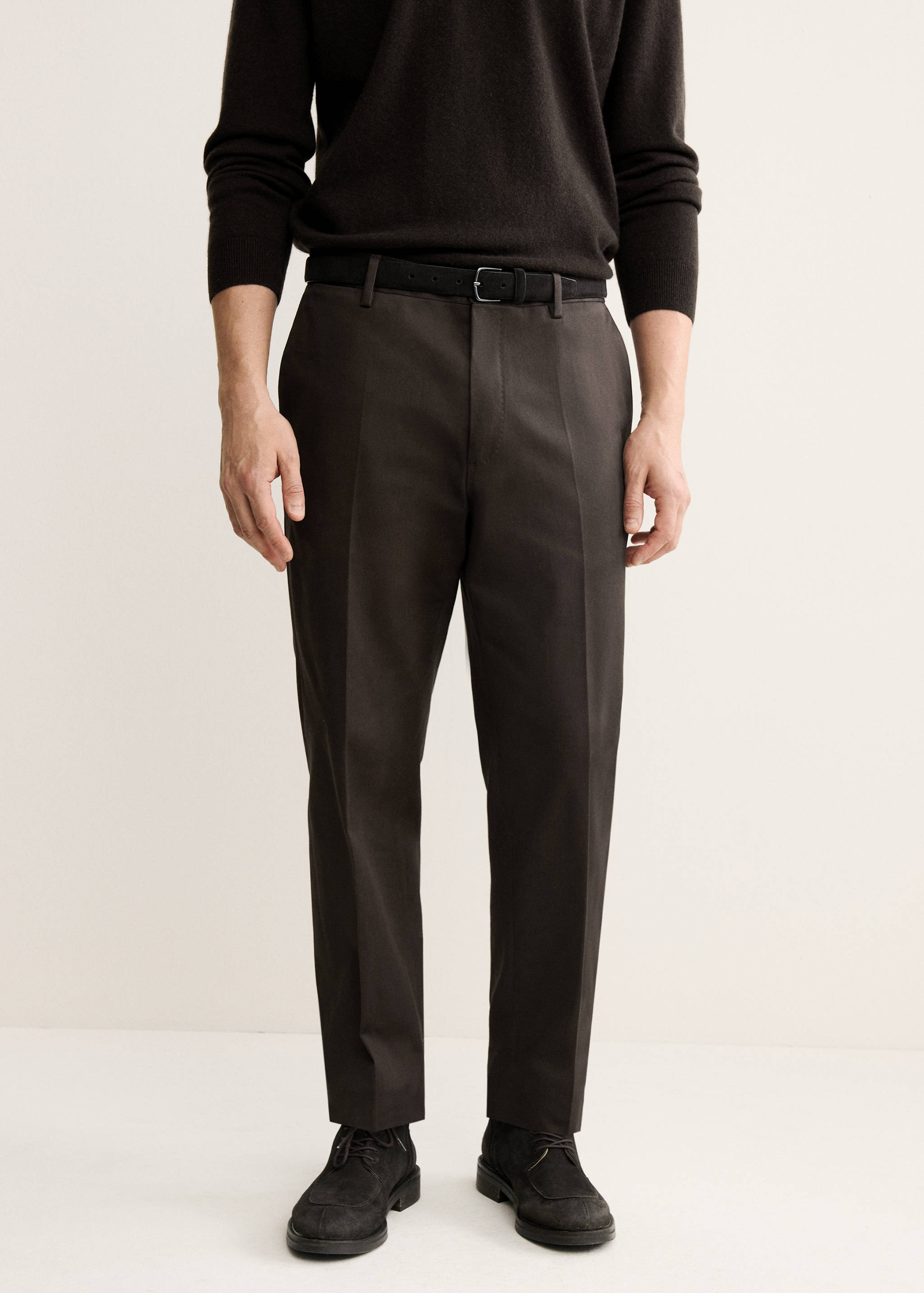 Regular-fit cotton trousers - Medium plane