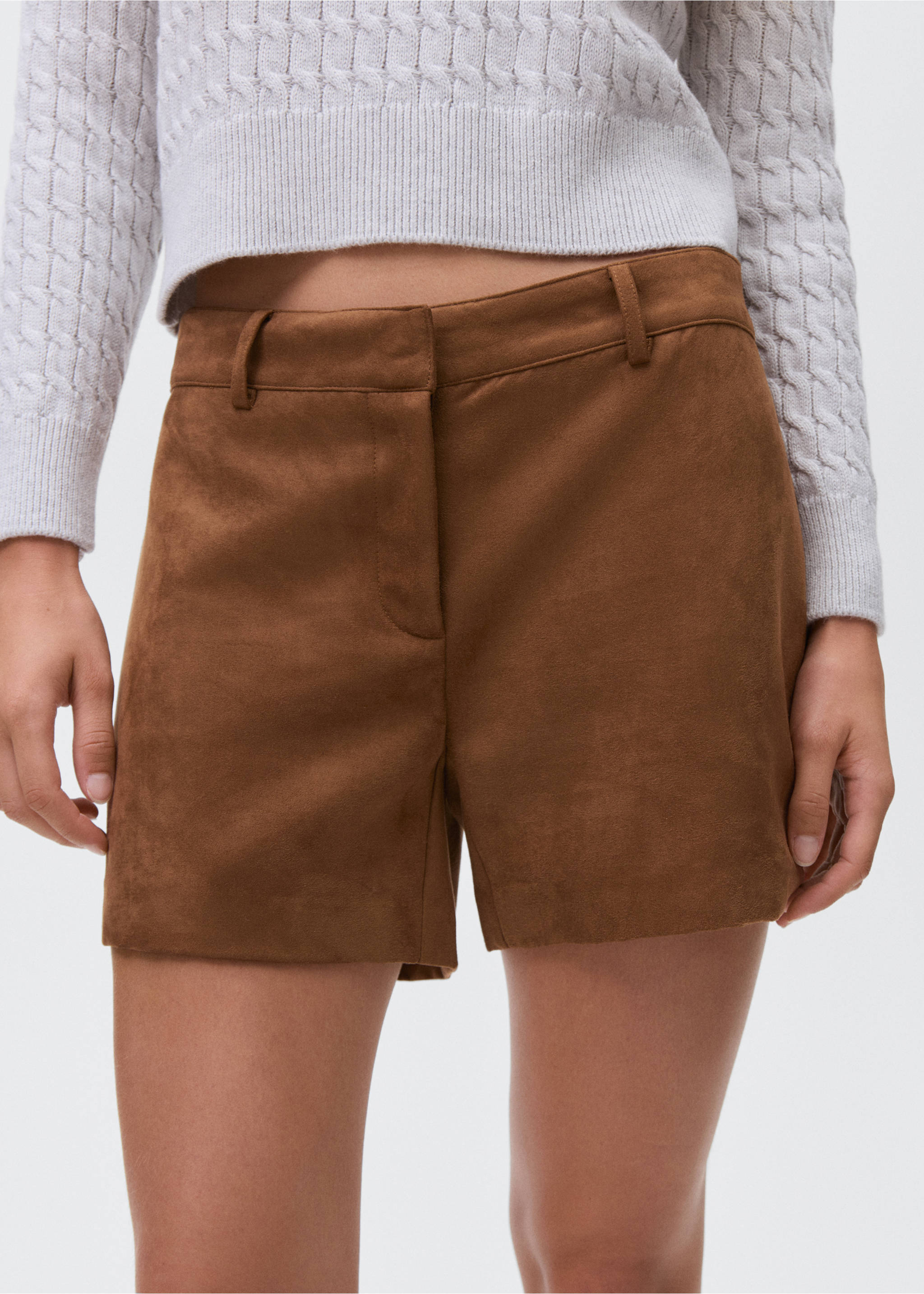 Suede-effect shorts - Medium plane, Medium Brown. Ref: 17068267-00.