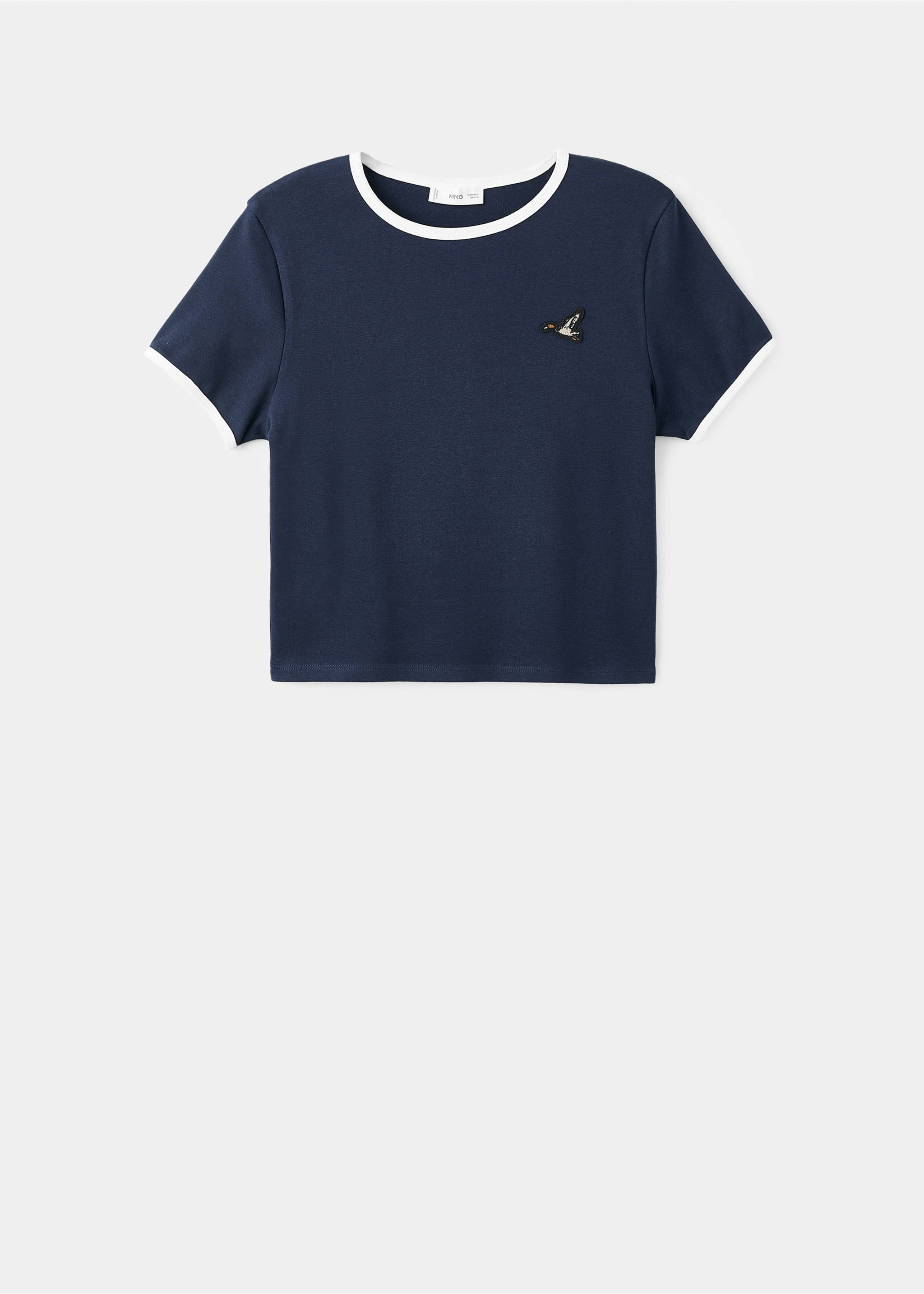 Embroidered cotton T-shirt - Article without model, Navy. Ref: 17068269-00.