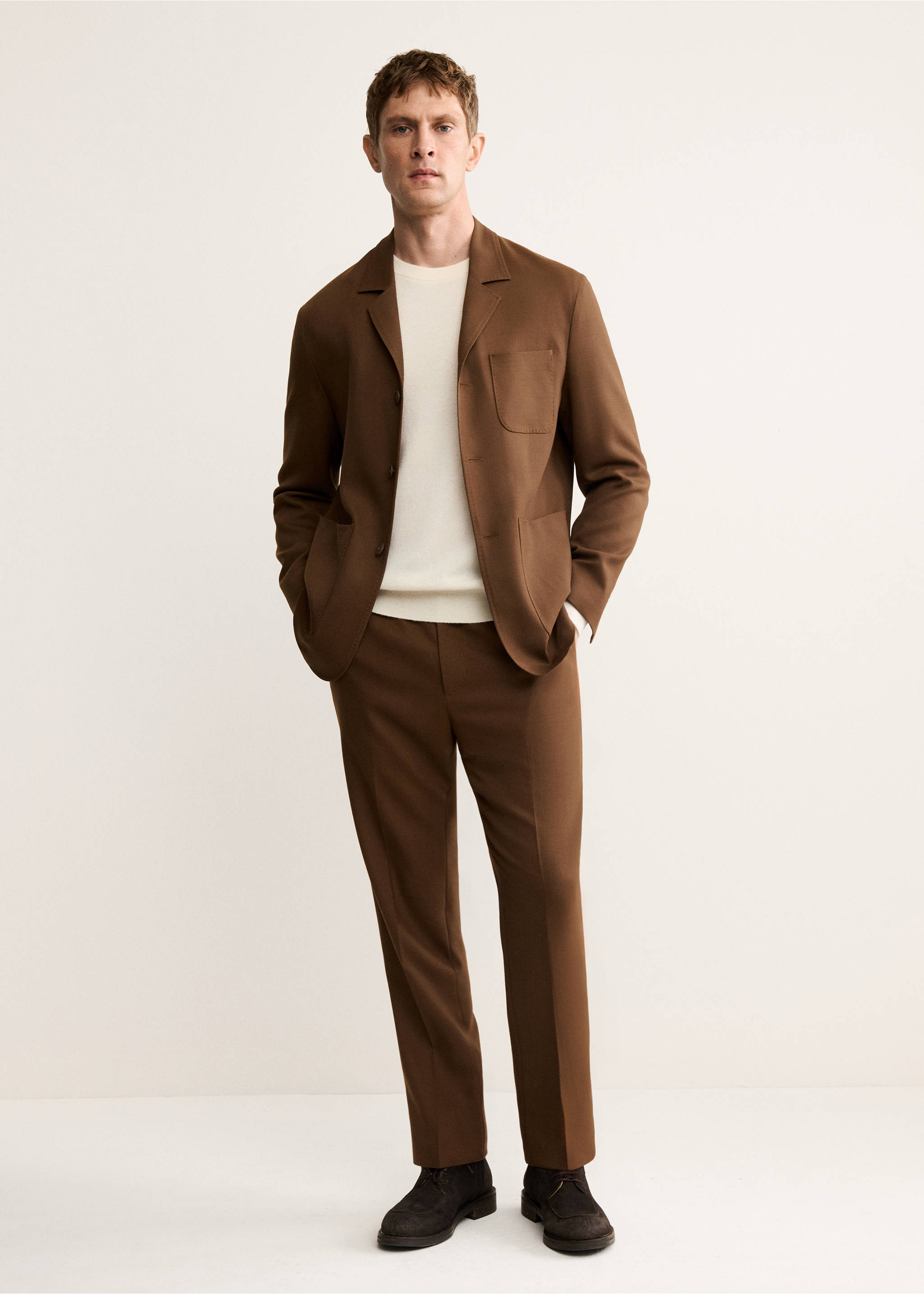 Italian wool flannel suit trousers - General plane, Orange. Ref: 17068272-00.