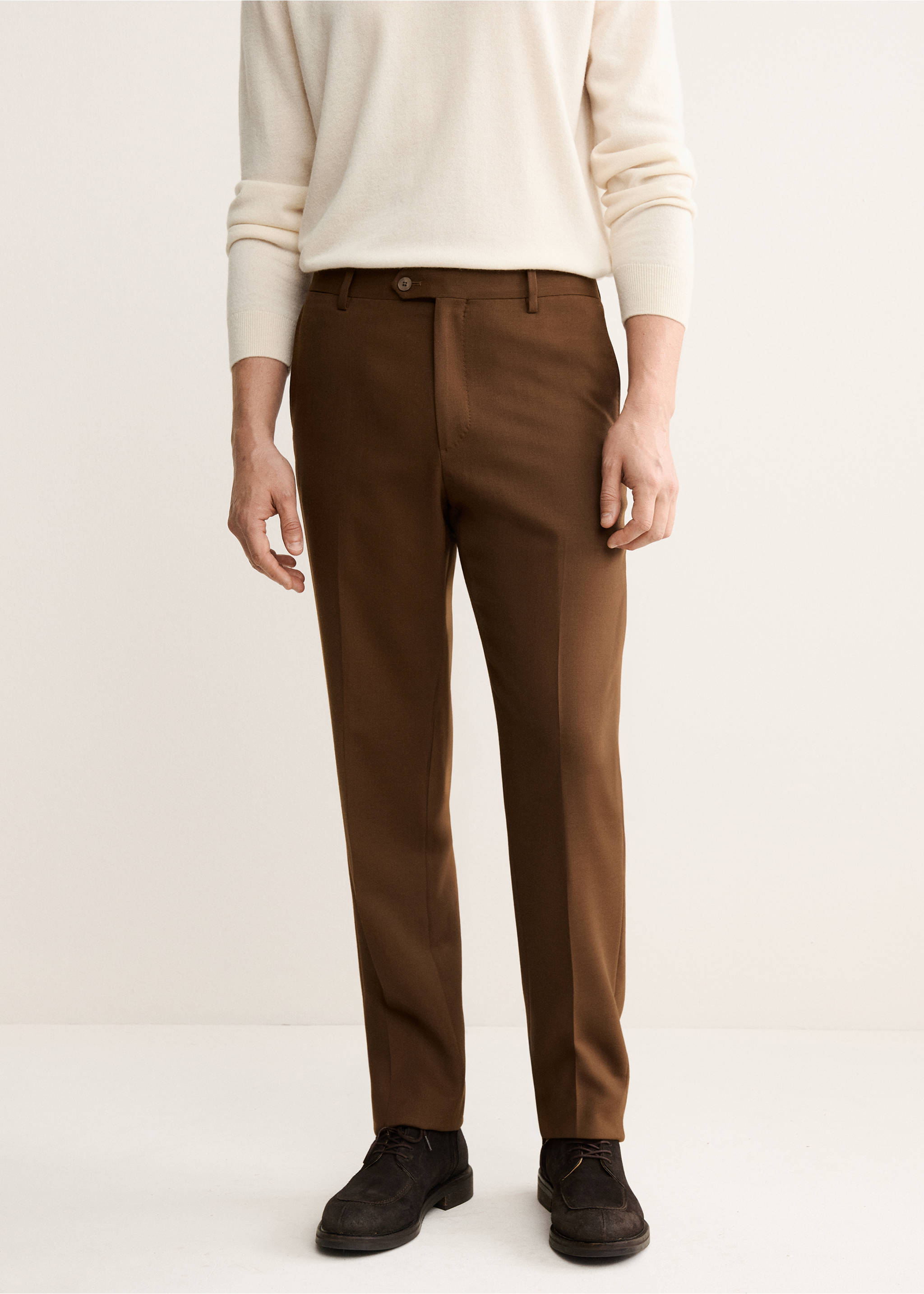 Italian wool flannel suit trousers - Medium plane, Orange. Ref: 17068272-00.