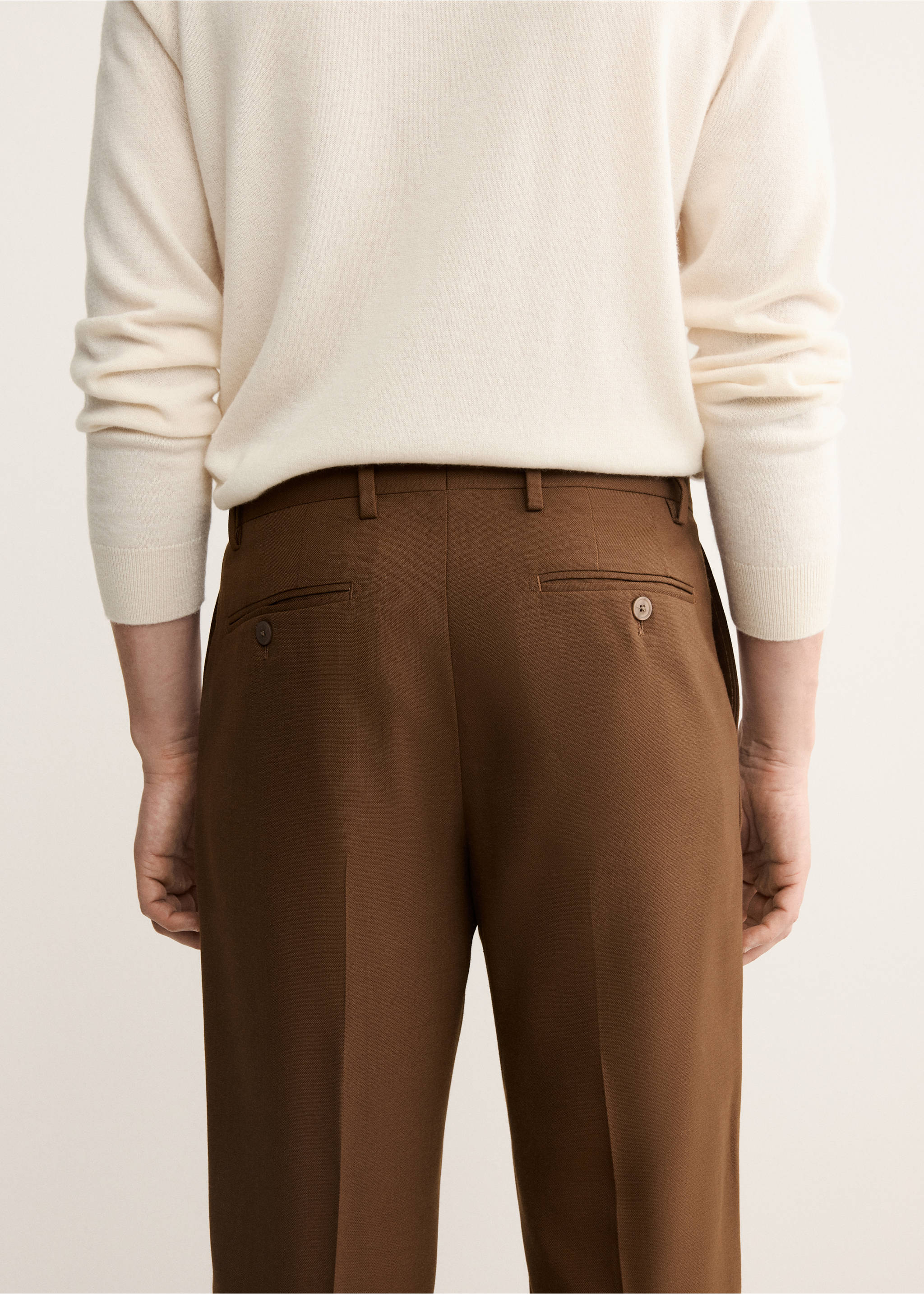 Italian wool flannel suit trousers - Details of the article 3, Orange. Ref: 17068272-00.