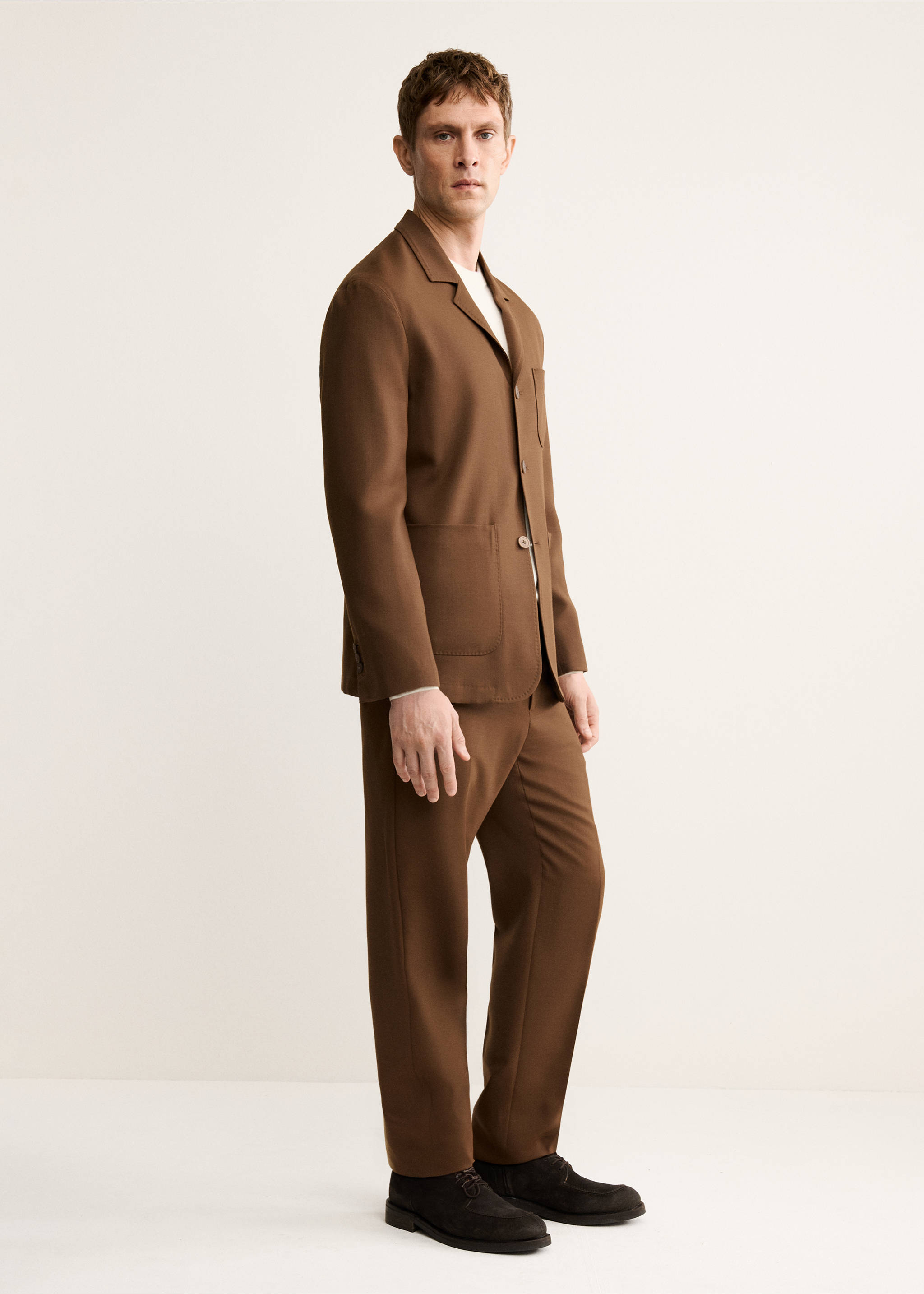 Italian wool flannel suit trousers - Details of the article 2, Orange. Ref: 17068272-00.