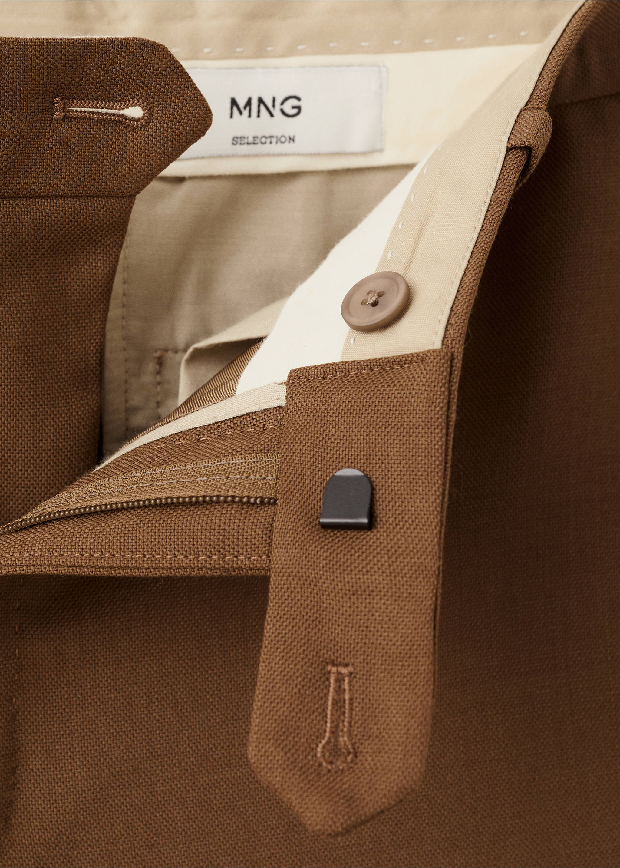 Italian wool flannel suit trousers - Details of the article 8, Orange. Ref: 17068272-00.