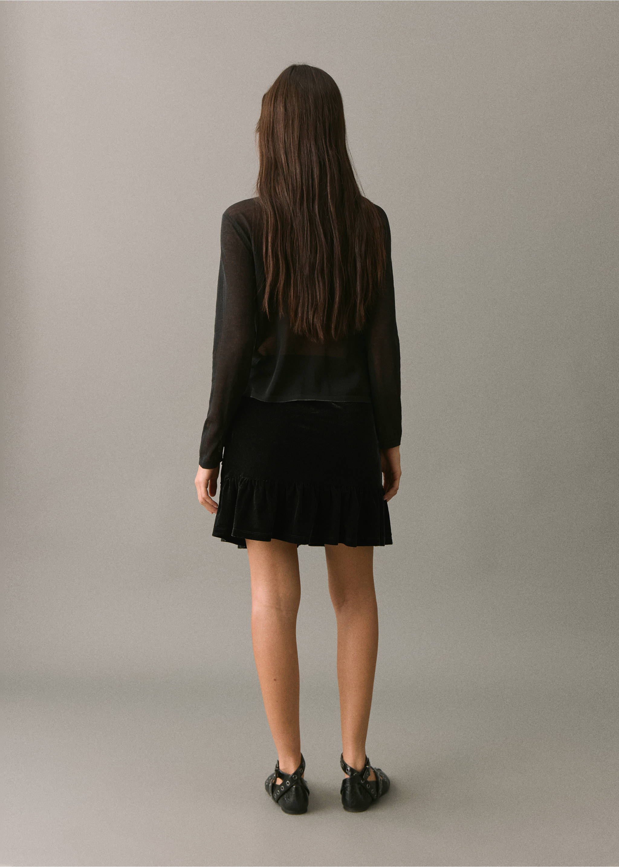 Draped velvet skirt - Reverse of the article, Black. Ref: 17068279-00.