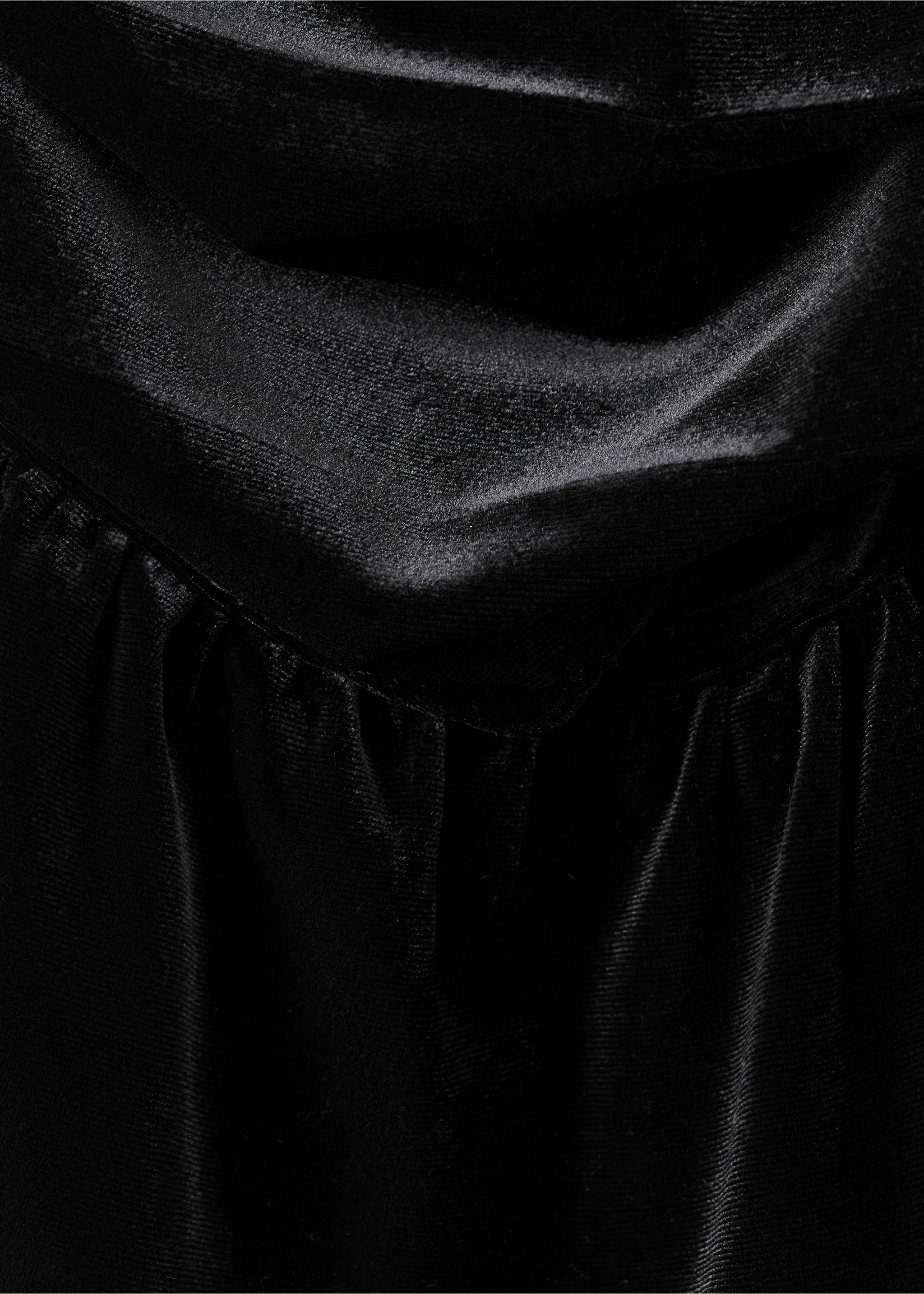 Draped velvet skirt - Details of the article 8, Black. Ref: 17068279-00.