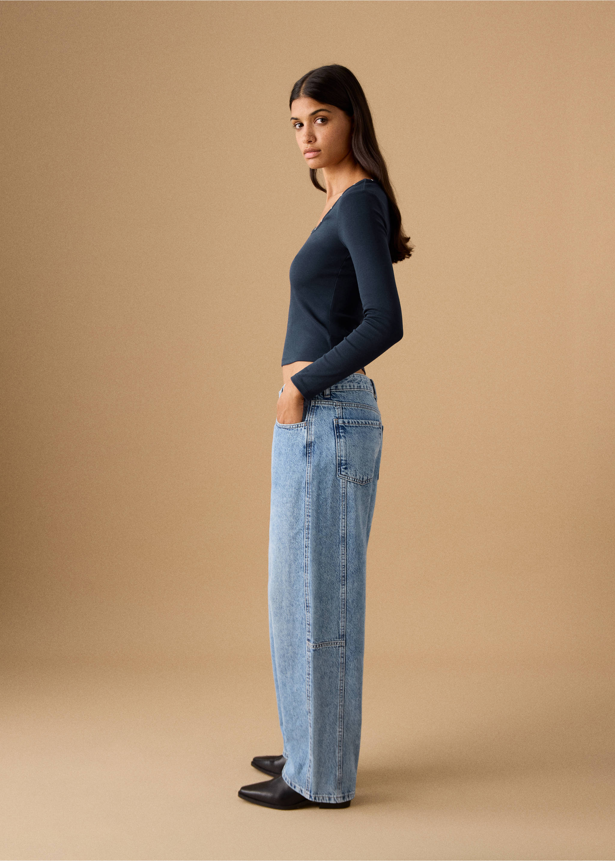 Mid-rise balloon jeans - Medium plane, Medium Blue. Ref: 17068282-00.
