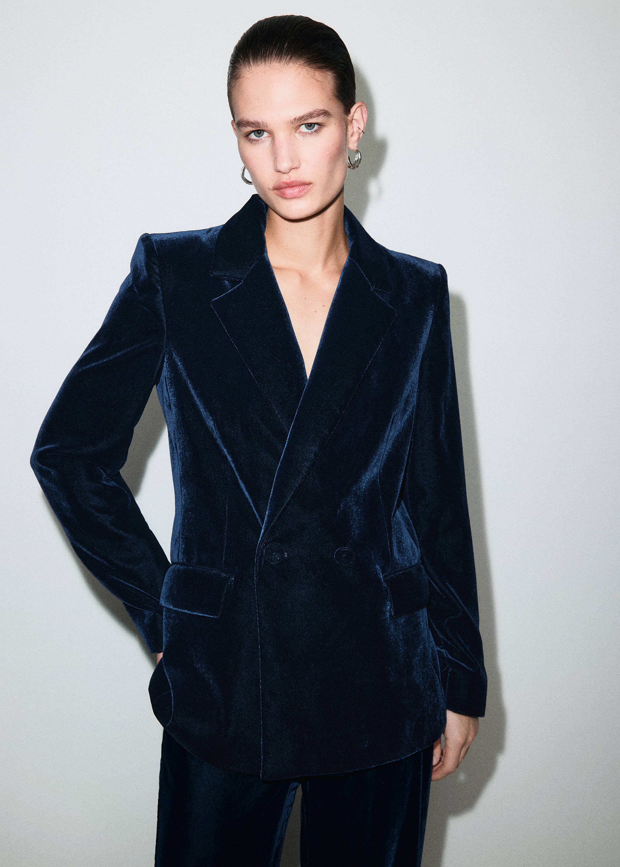 Double-breasted velvet jacket - Medium plane