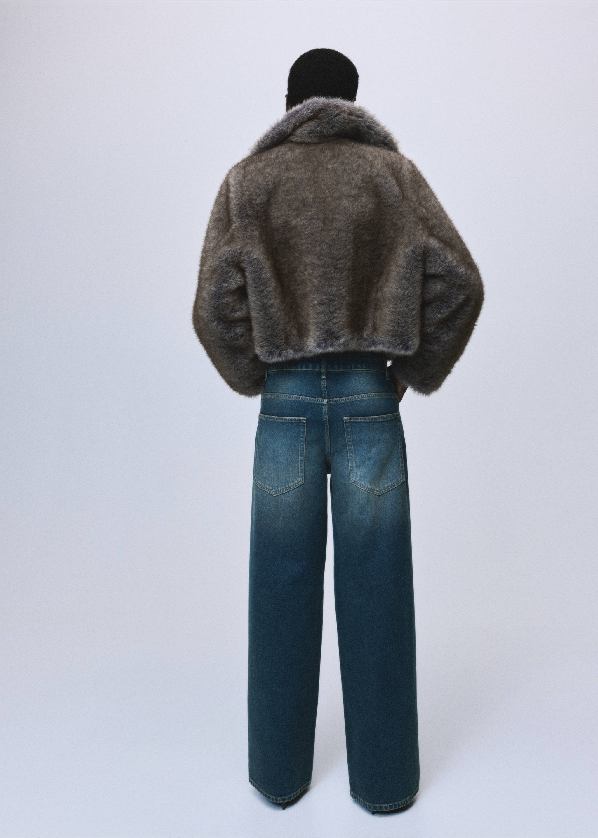 Rechte jeans met studs - Achterkant van het artikel, Donkerblauw. Ref: 17068290-00.