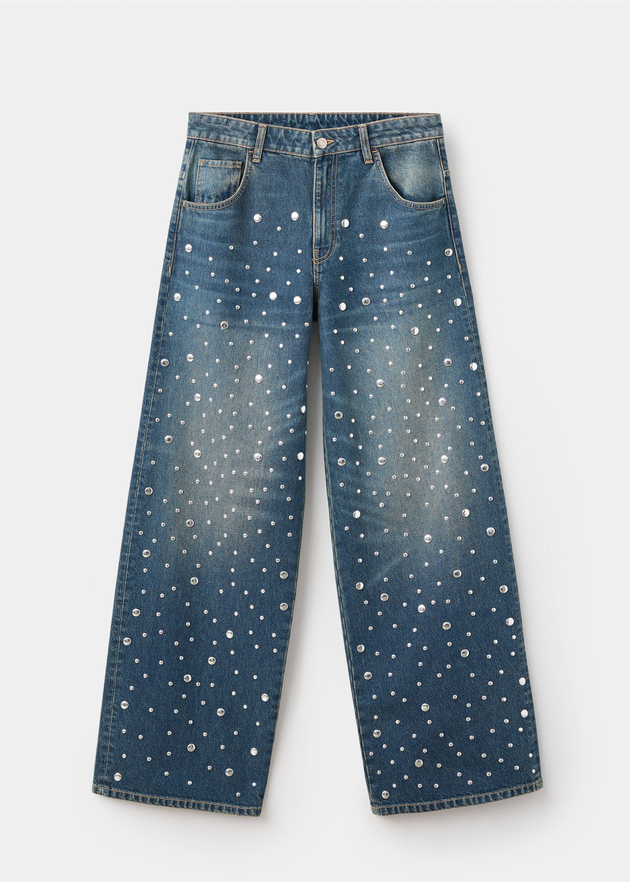 Rechte jeans met studs - Artikel zonder model, Donkerblauw. Ref: 17068290-00.