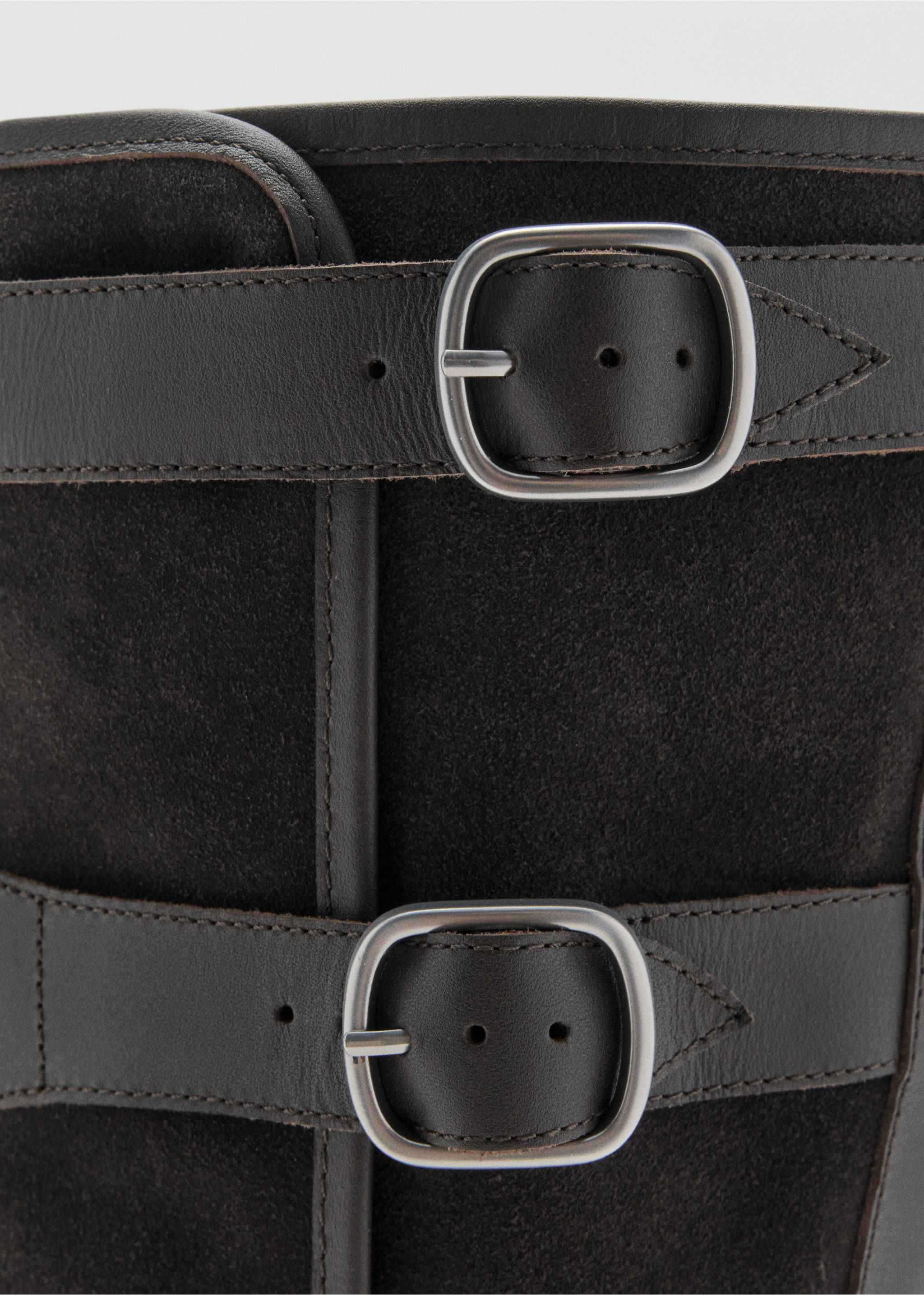 Suede boots with buckle - Details of the article 1, Dark Heather Grey. Ref: 17068631-00.