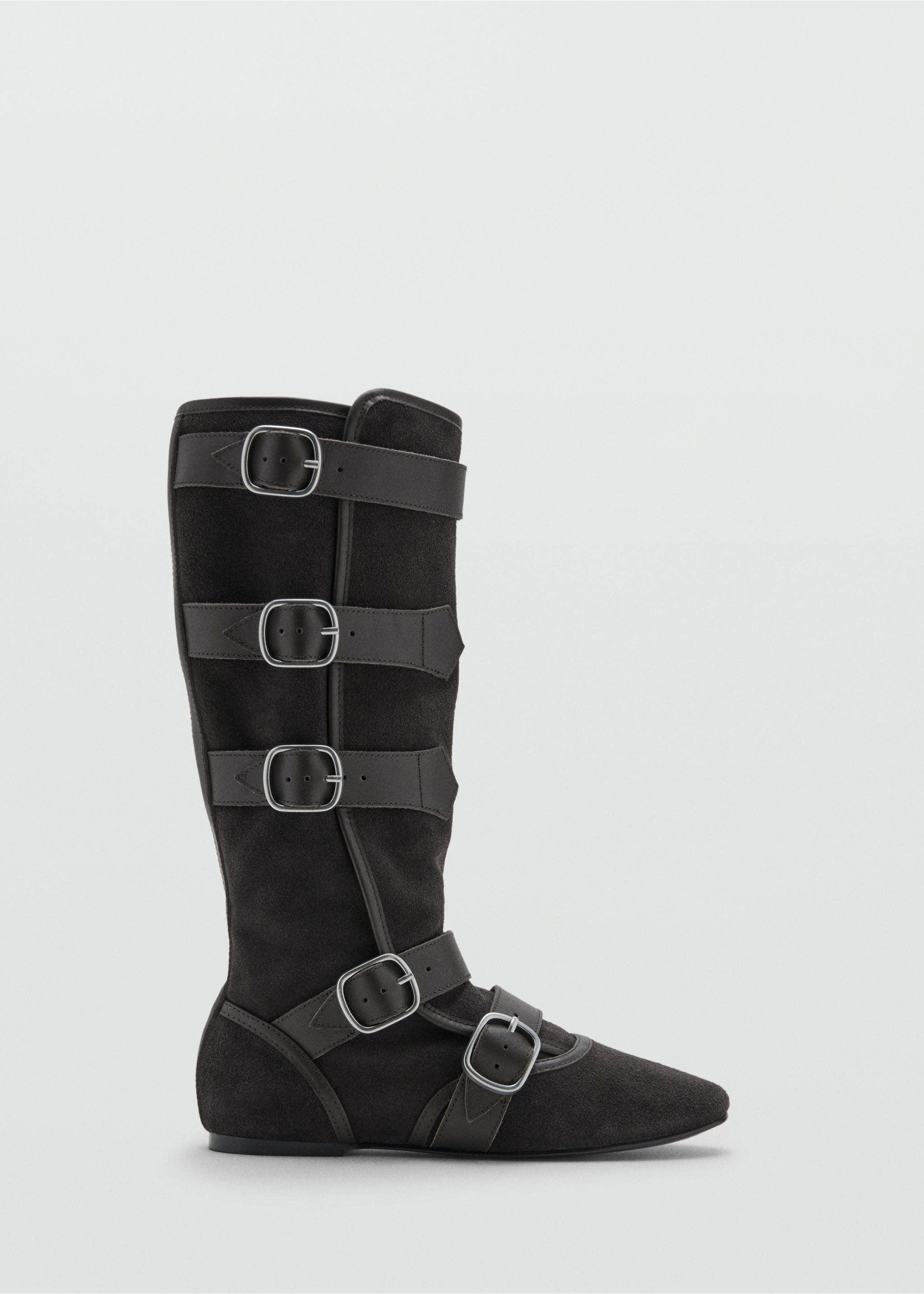 Suede boots with buckle - Article without model, Dark Heather Grey. Ref: 17068631-00.