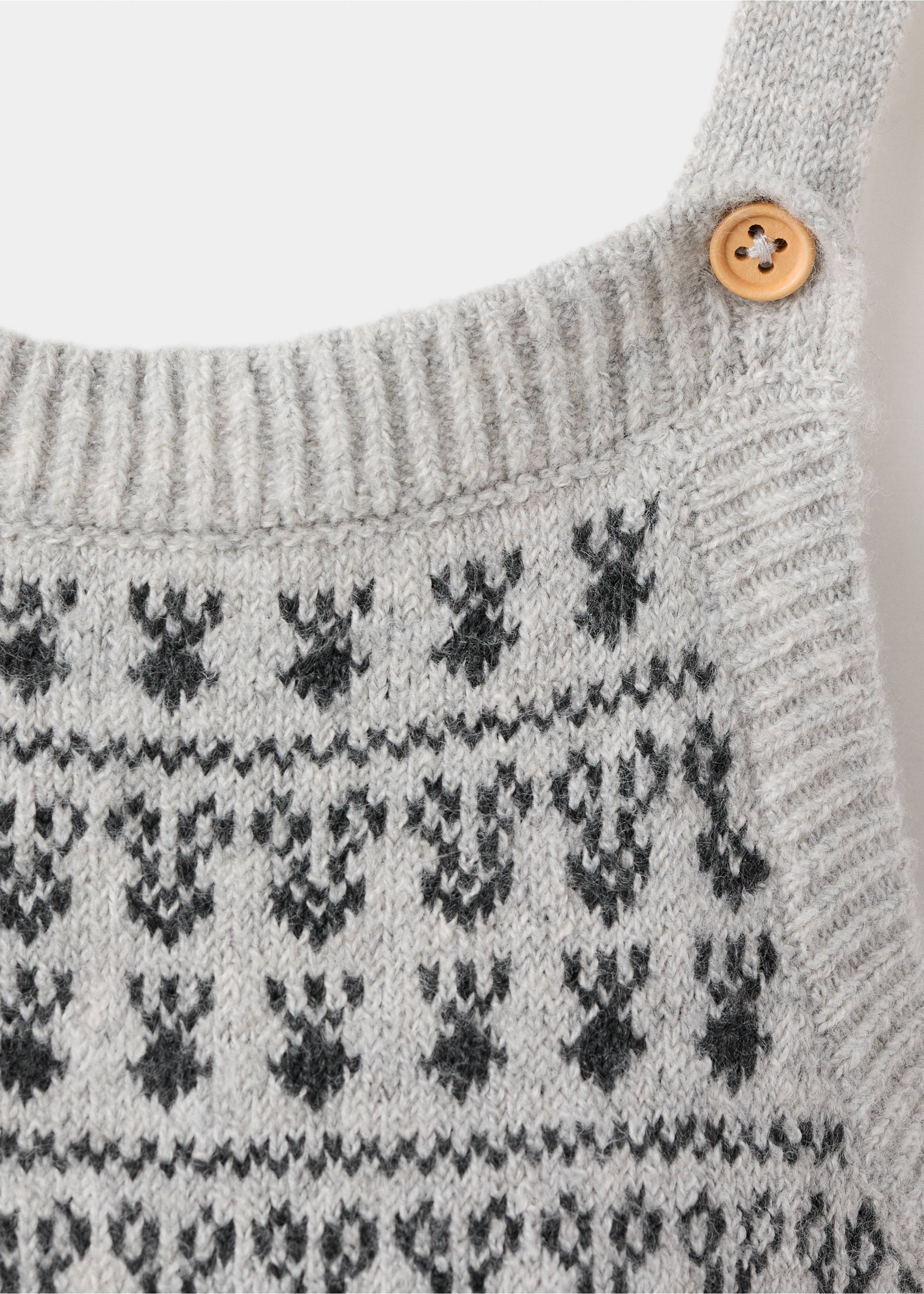 Dungarees with embroidered trim - Details of the article 8, Medium Heather Grey. Ref: 17068633-00.