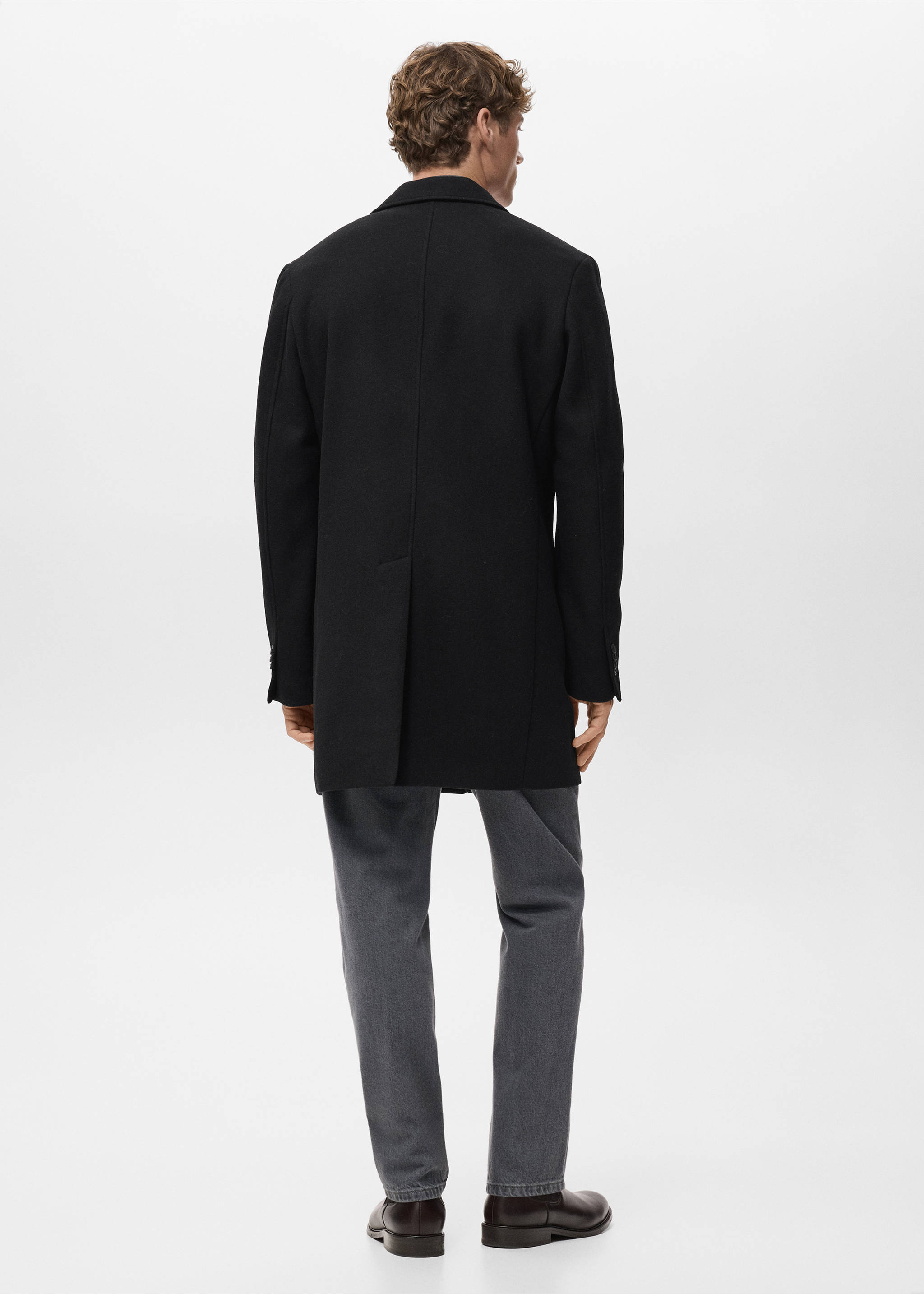 Lightweight recycled wool coat - Reverse of the article, Black. Ref: 17068640-00.