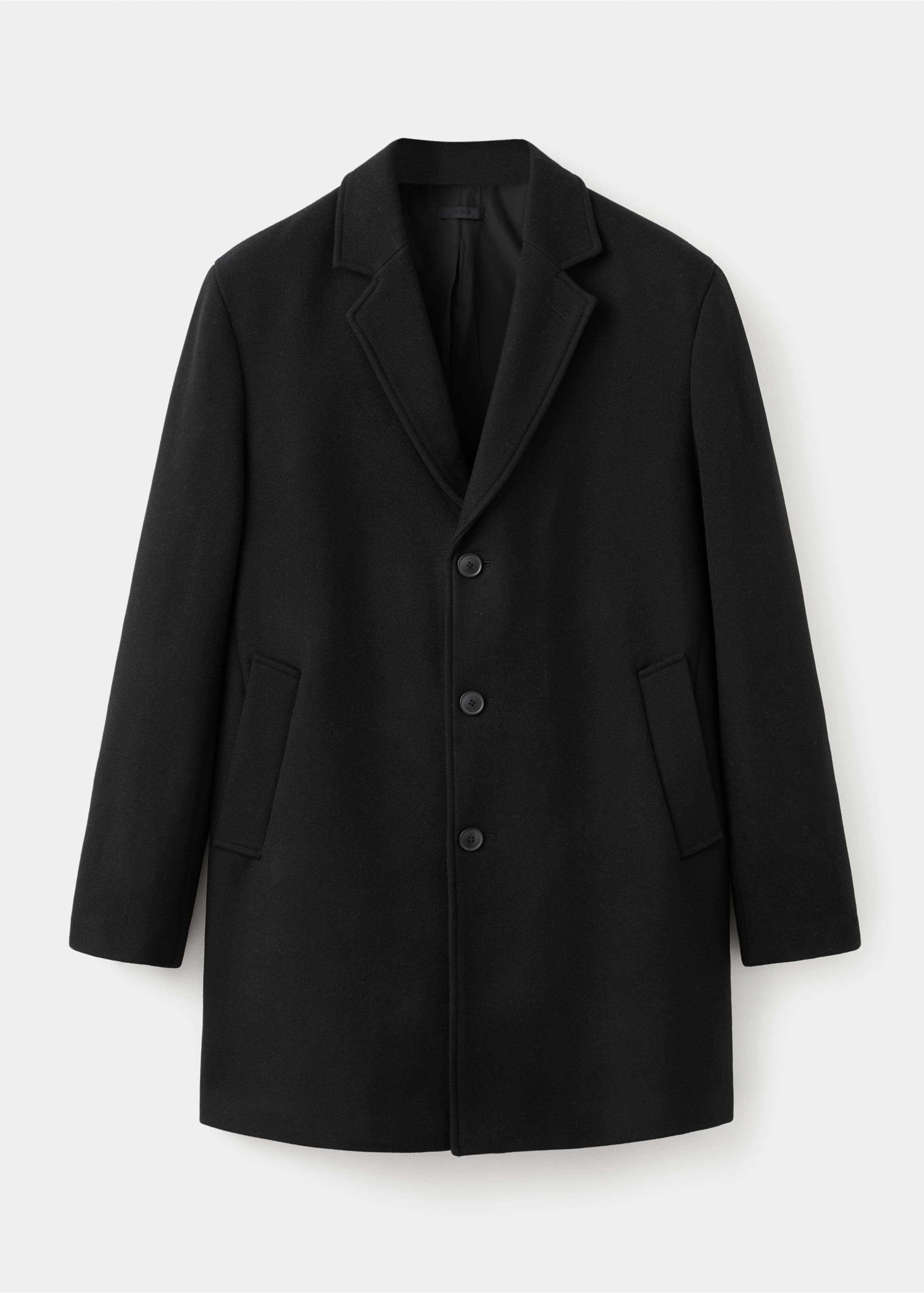 Lightweight recycled wool coat - Article without model, Black. Ref: 17068640-00.