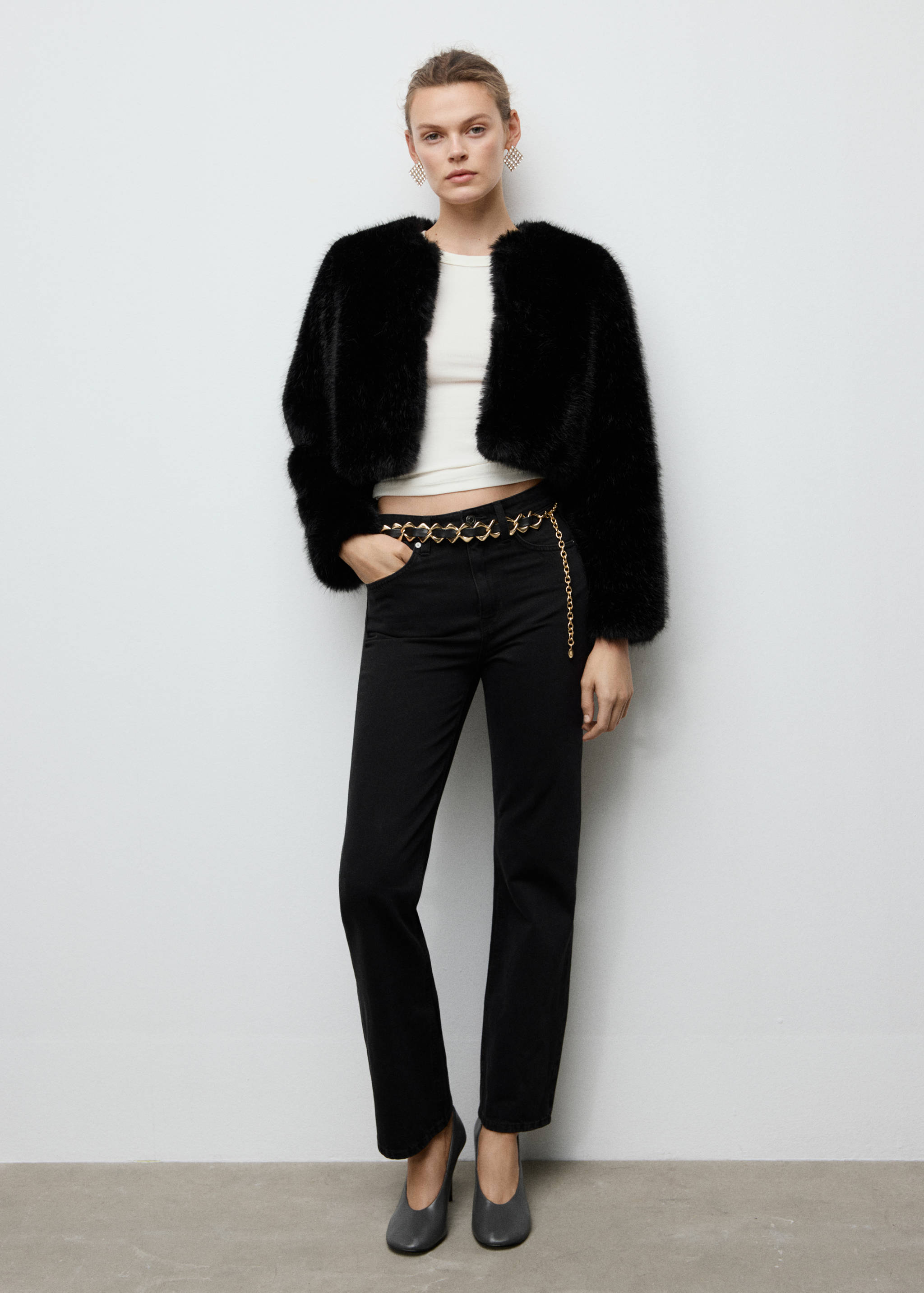 Faux-fur cropped jacket - General plane