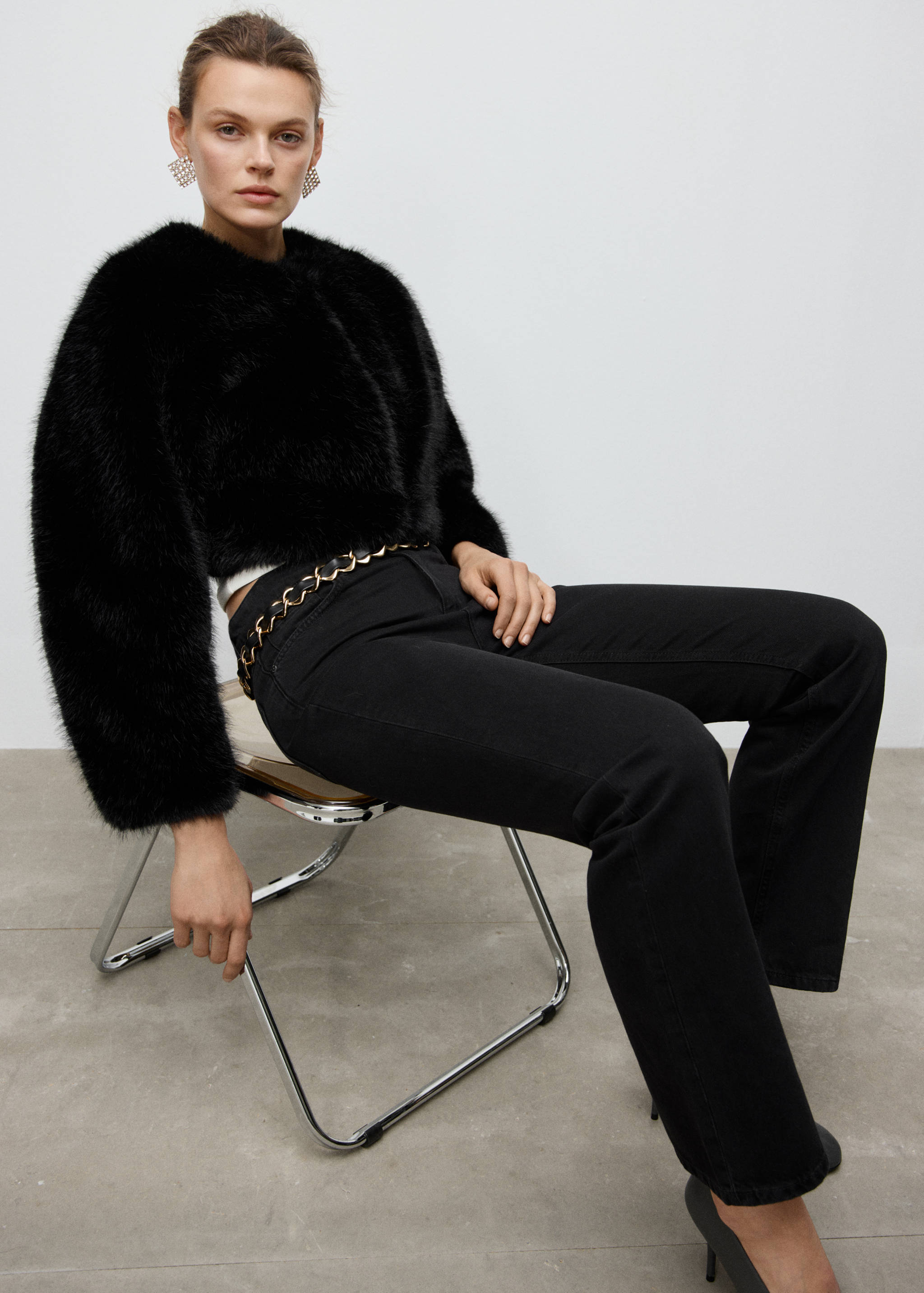 Faux-fur cropped jacket - Details of the article 2