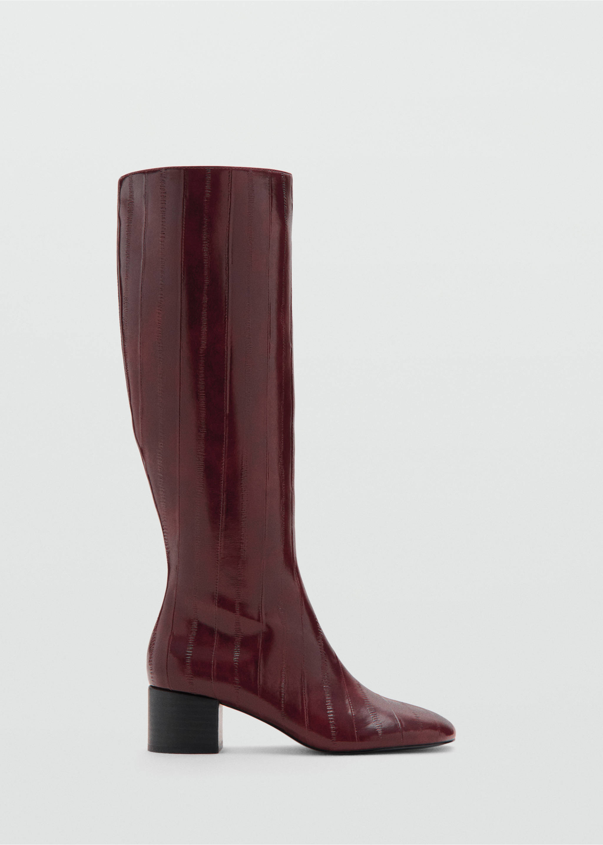 Textured heeled boots - Article without model, Burgundy. Ref: 17069095-00.