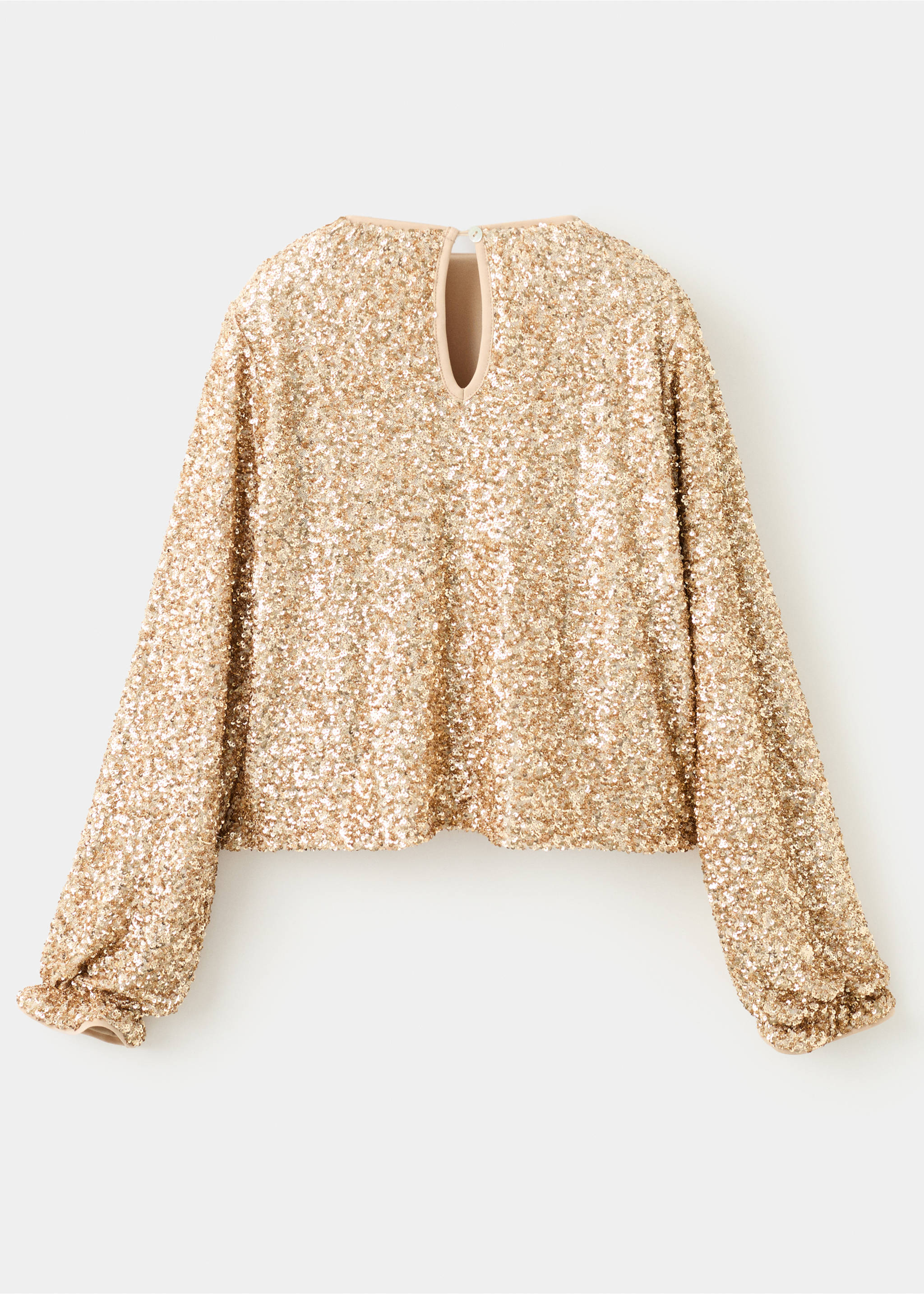 Bluse mit Paillettenbesatz - Rückseite des Artikels, Gold. Ref: 17069097-00.