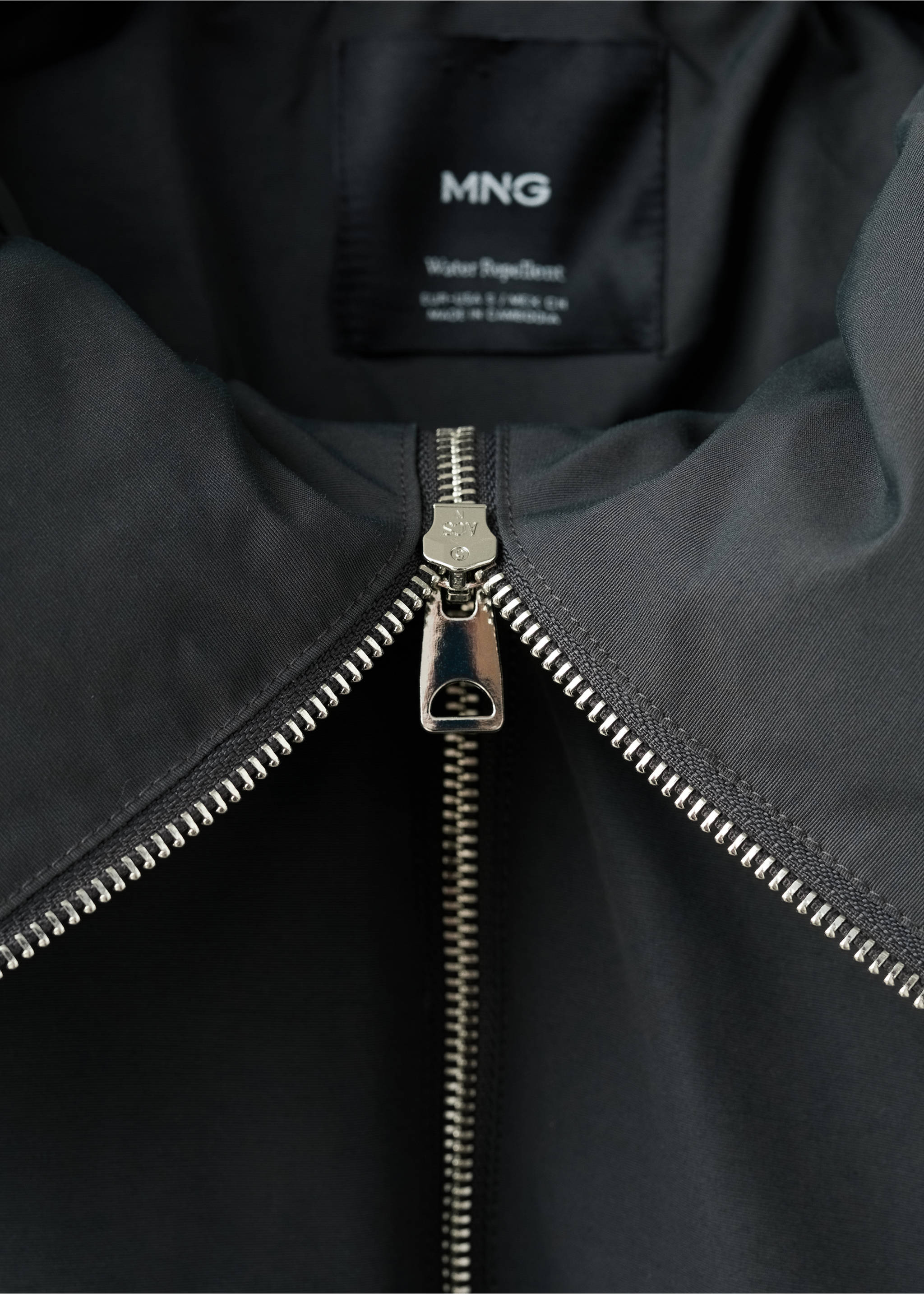 Funnel-neck bomber jacket - Details of the article 8, Grey. Ref: 17069102-00.