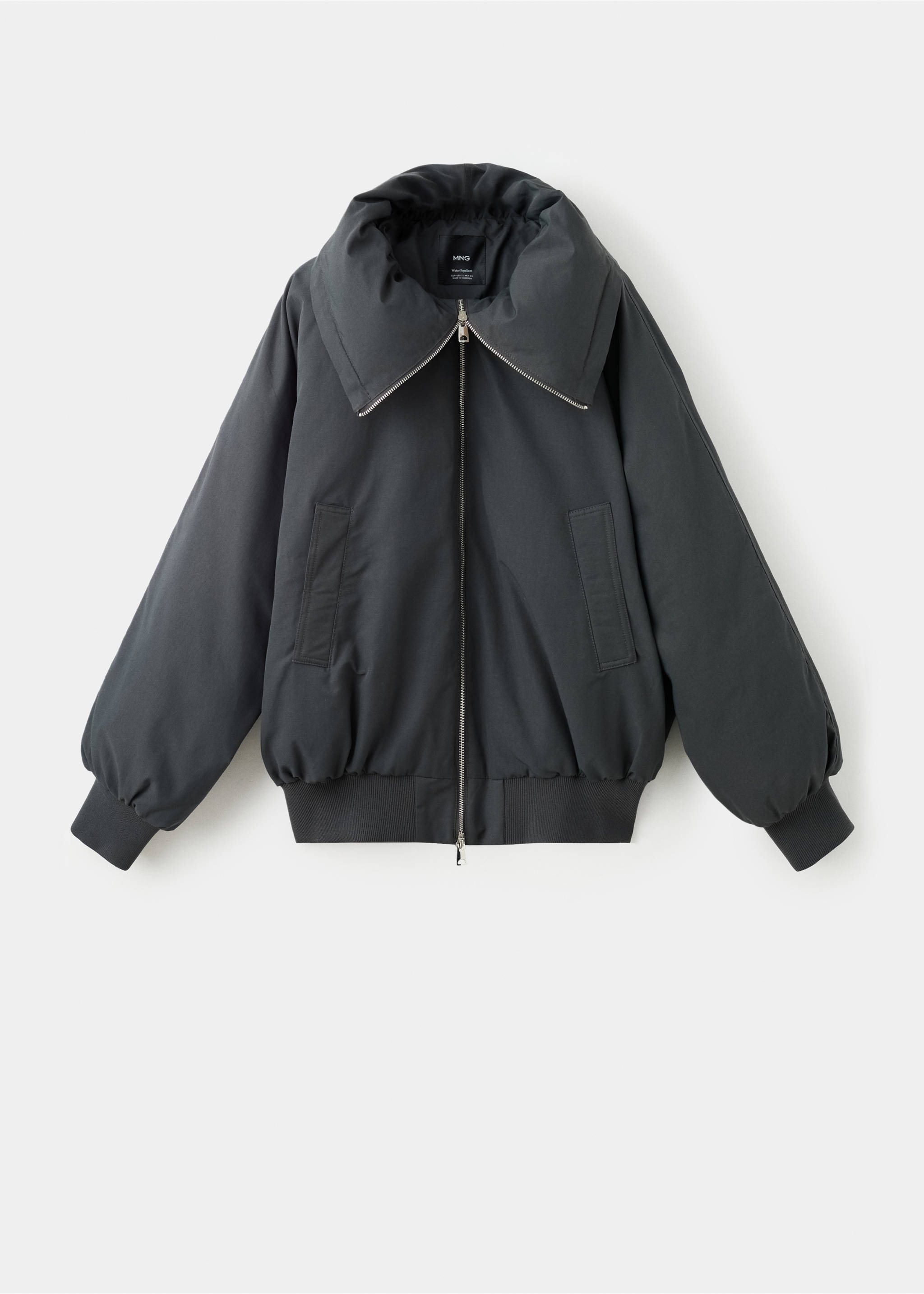 Funnel-neck bomber jacket - Article without model, Grey. Ref: 17069102-00.