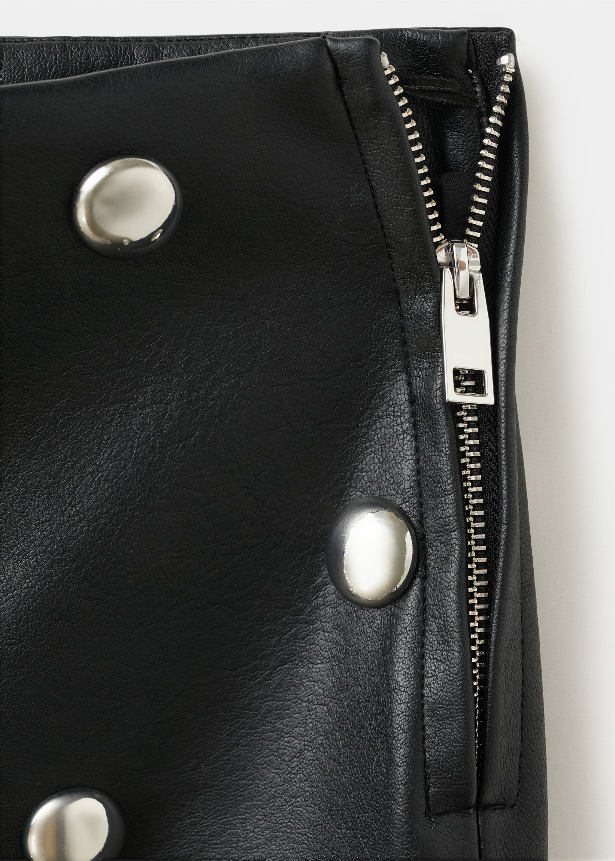 Studded faux-leather skirt - Details of the article 0, Black. Ref: 17069109-00.
