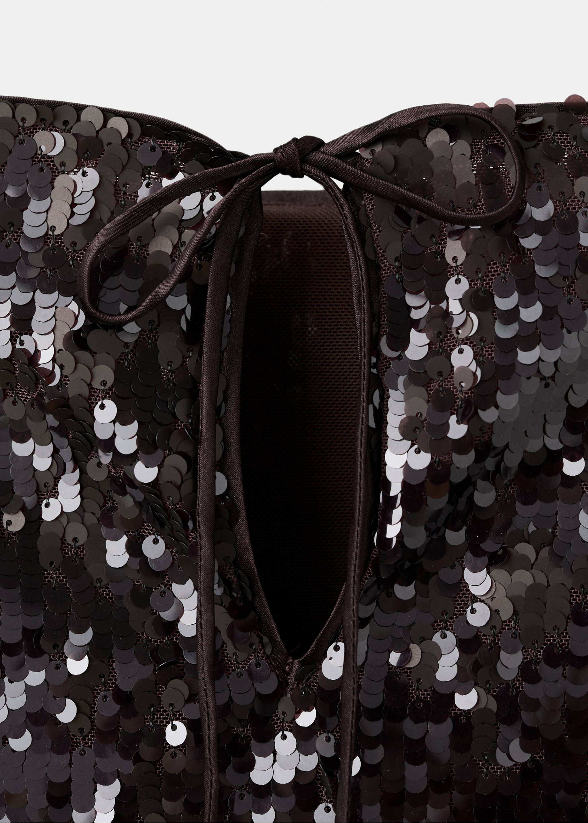 Bell-sleeved top with sequins - Details of the article 8, Brown. Ref: 17069113-00.