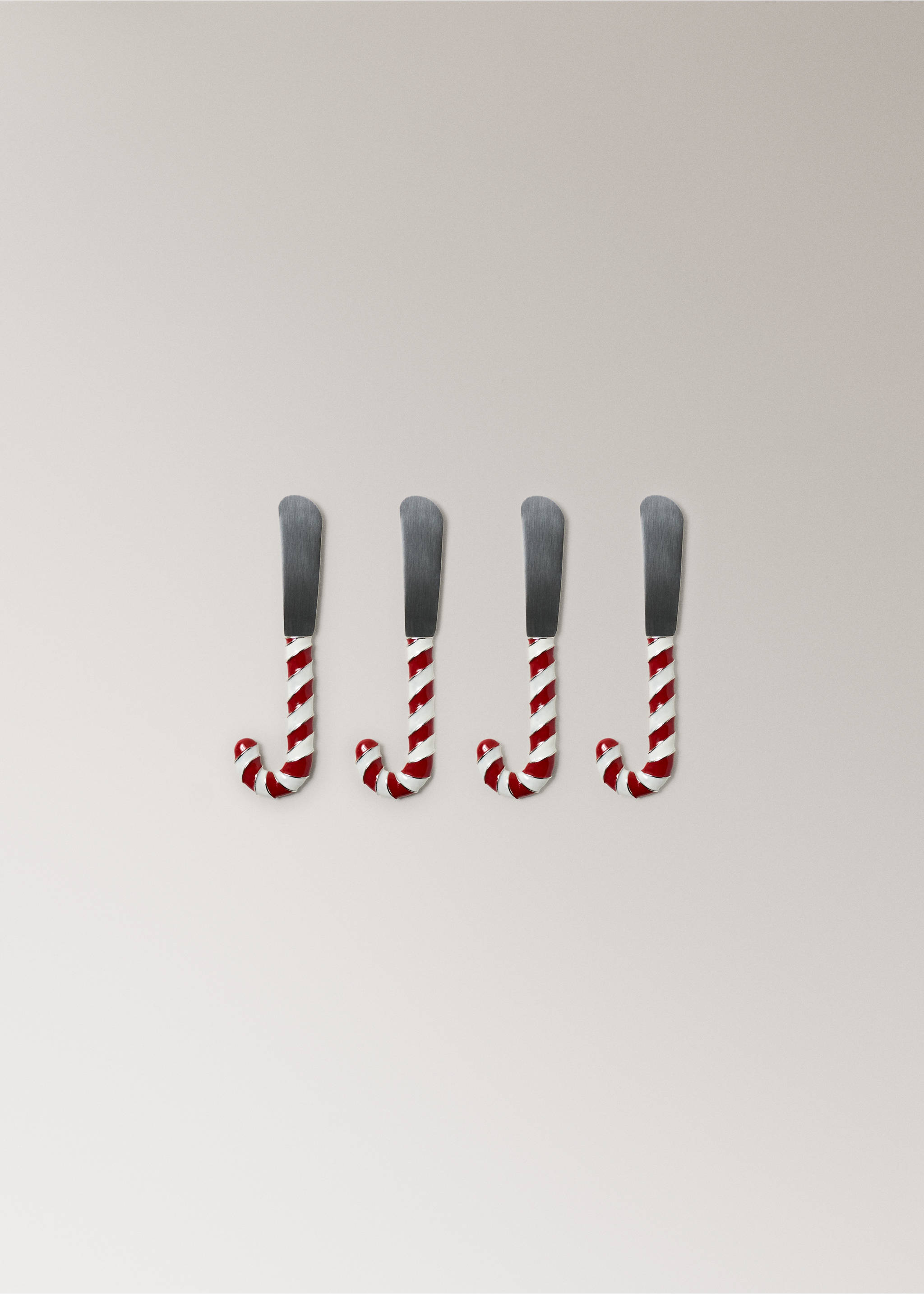 Set of 4 caramel butter knives in stainless steel - Article without model, Red. Ref: 17069206-00.