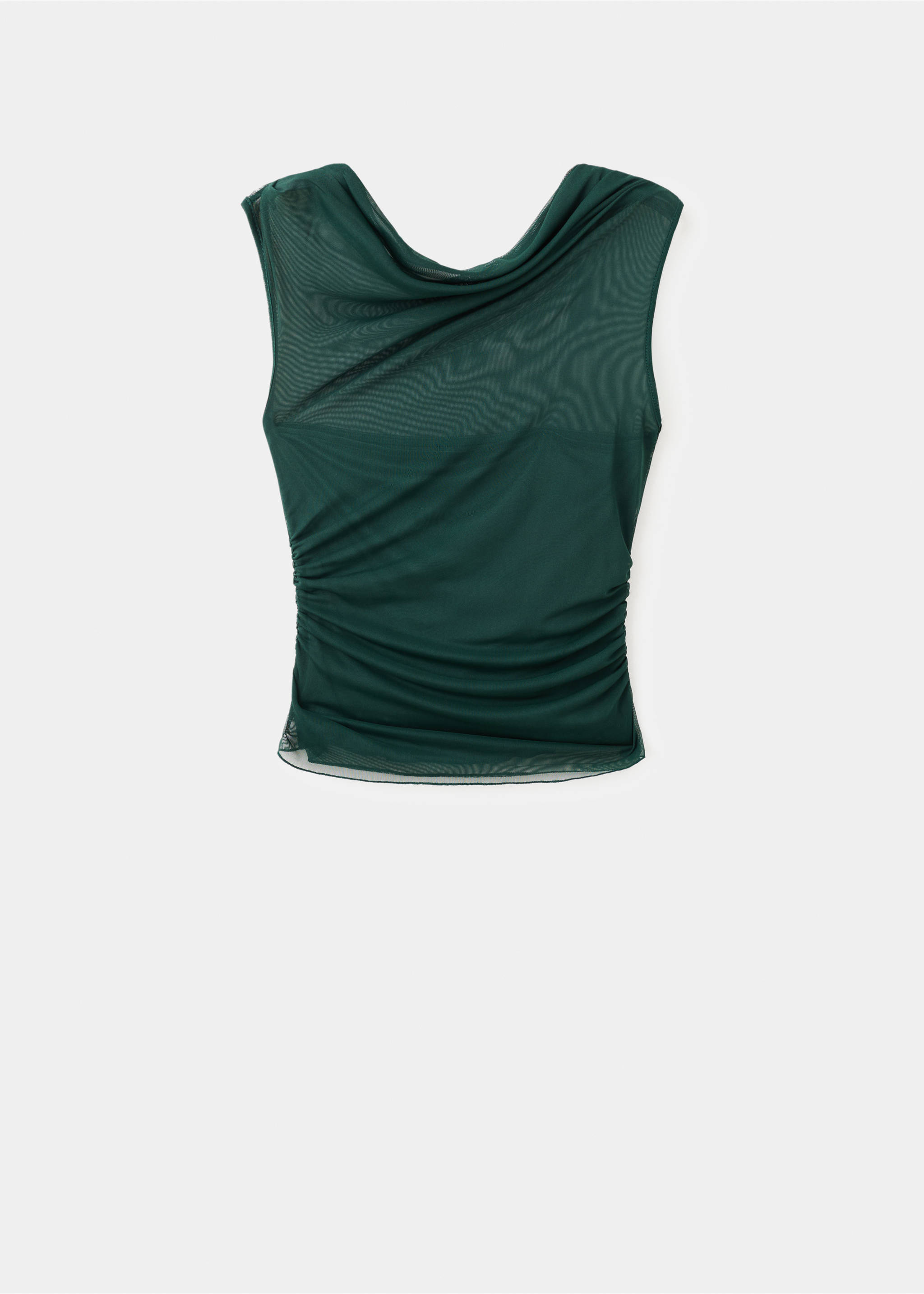 Semi-transparent top with asymmetrical neckline - Article without model, Green. Ref: 17069212-00.