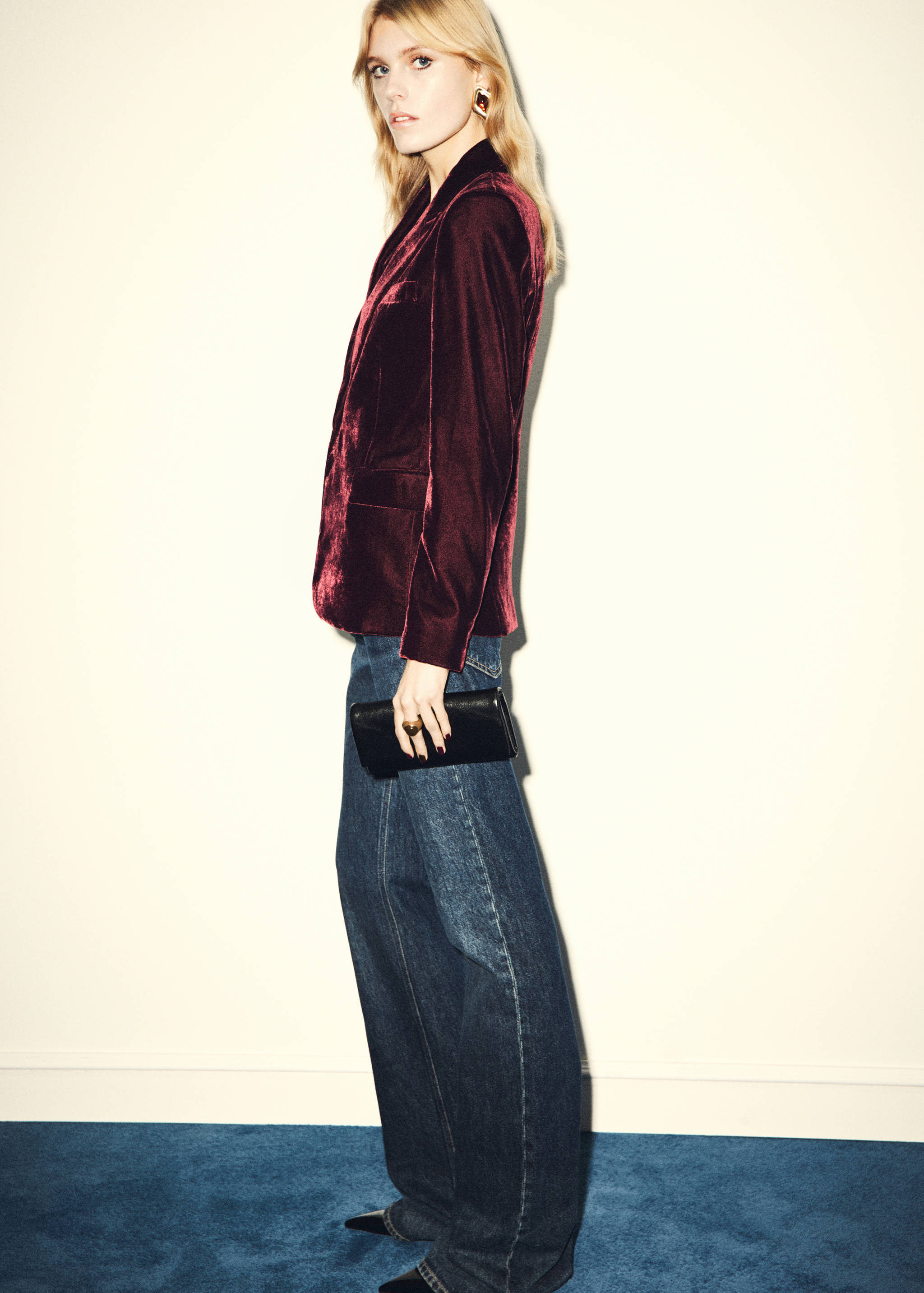 Structured velvet blazer - General plane