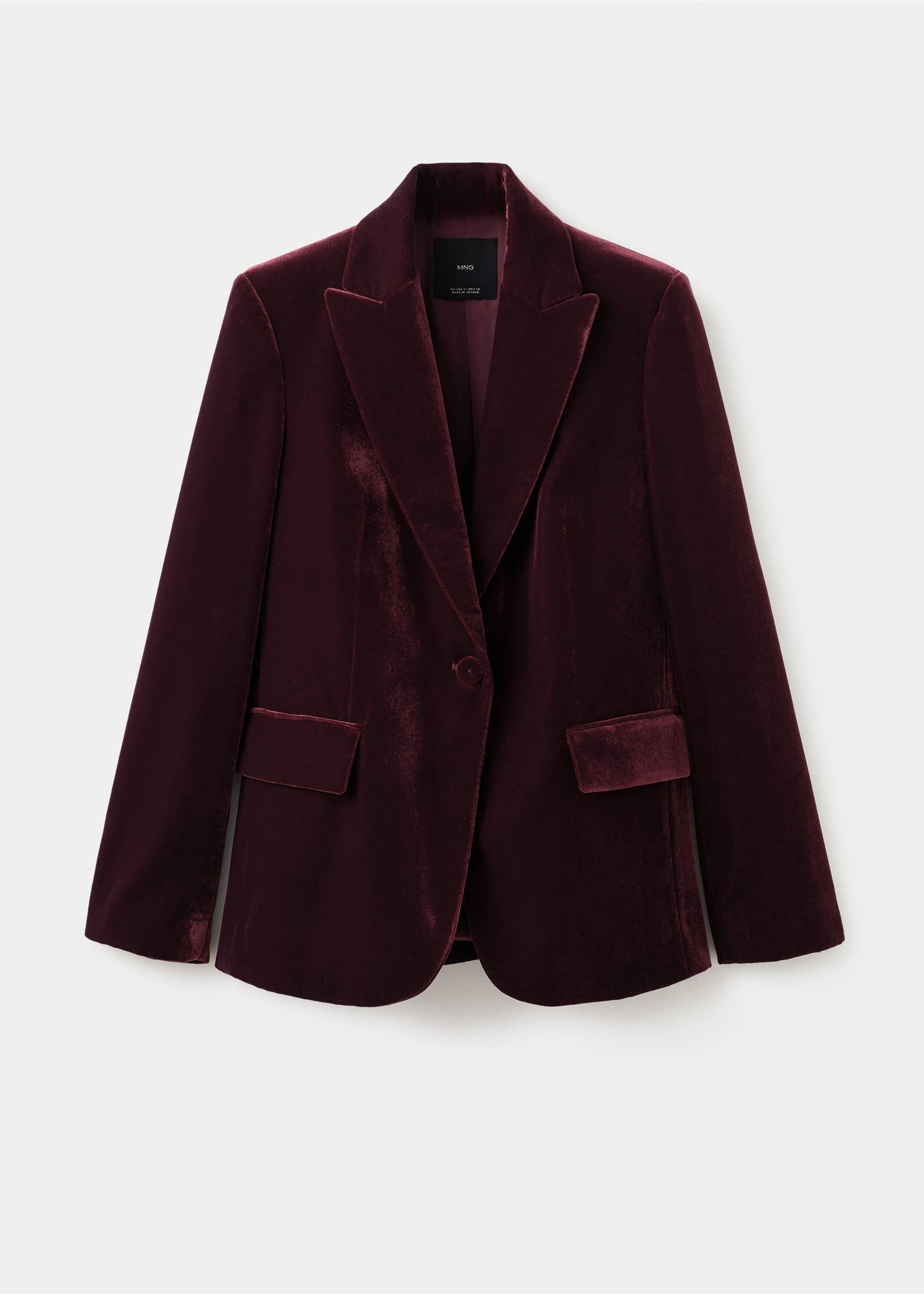 Structured velvet blazer - Article without model, Maroon. Ref: 17069406-00.