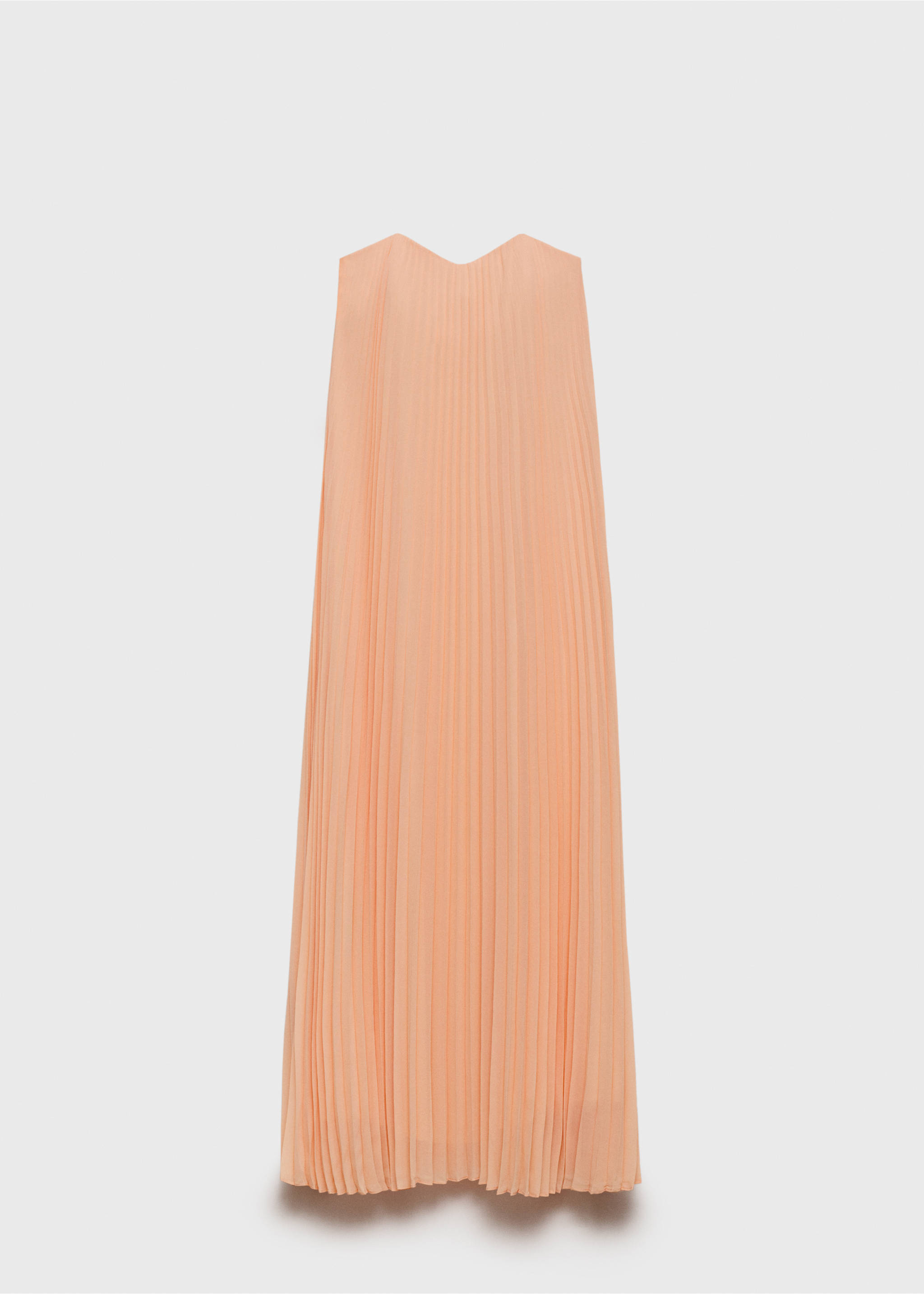 Strapless pleated dress - Article without model, Coral Red. Ref: 17071123-00.