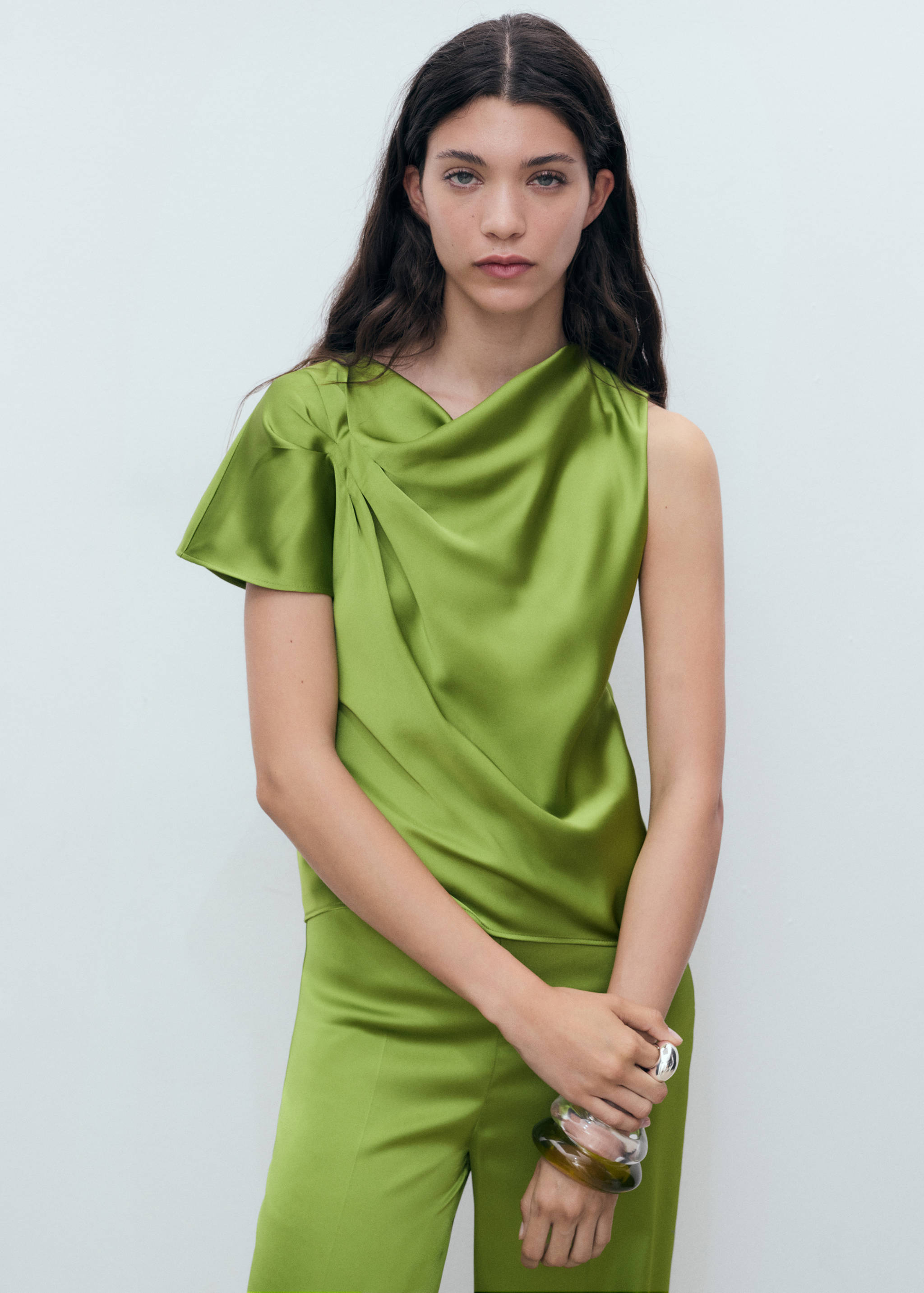 Satin shirt with draped detail - Medium plane