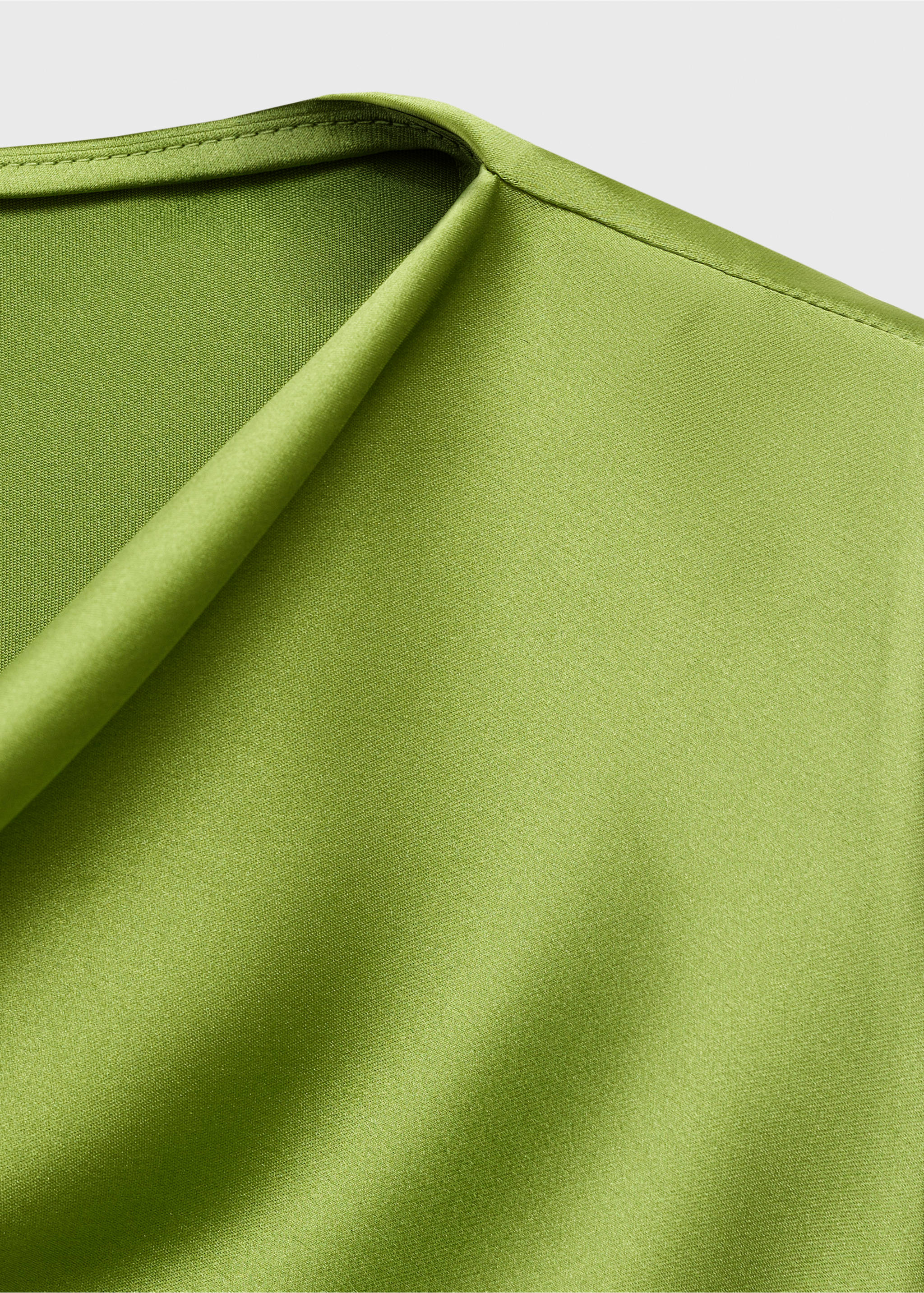 Satin shirt with draped detail - Details of the article 0, Green. Ref: 17071125-00.