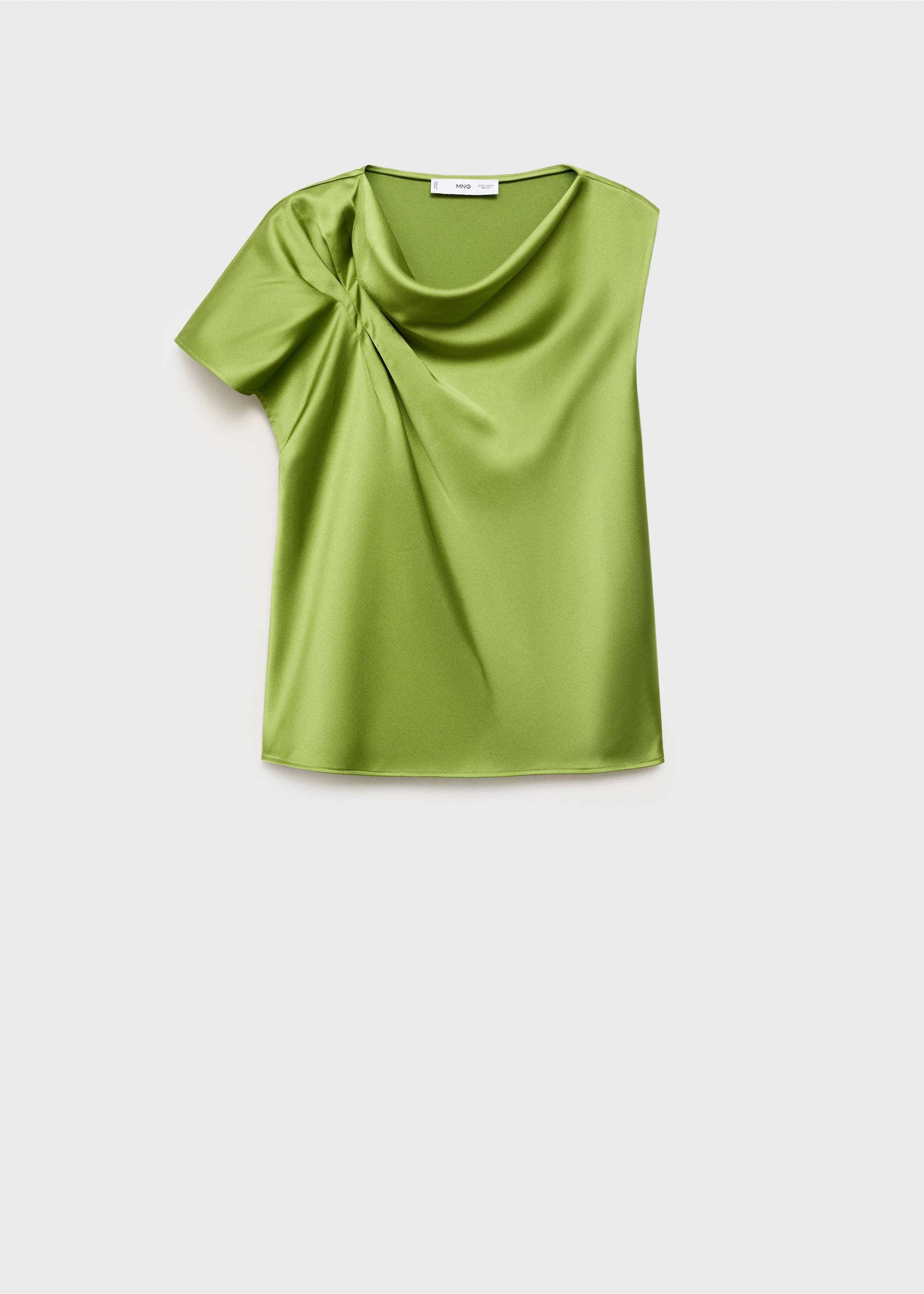 Satin shirt with draped detail - Article without model, Green. Ref: 17071125-00.