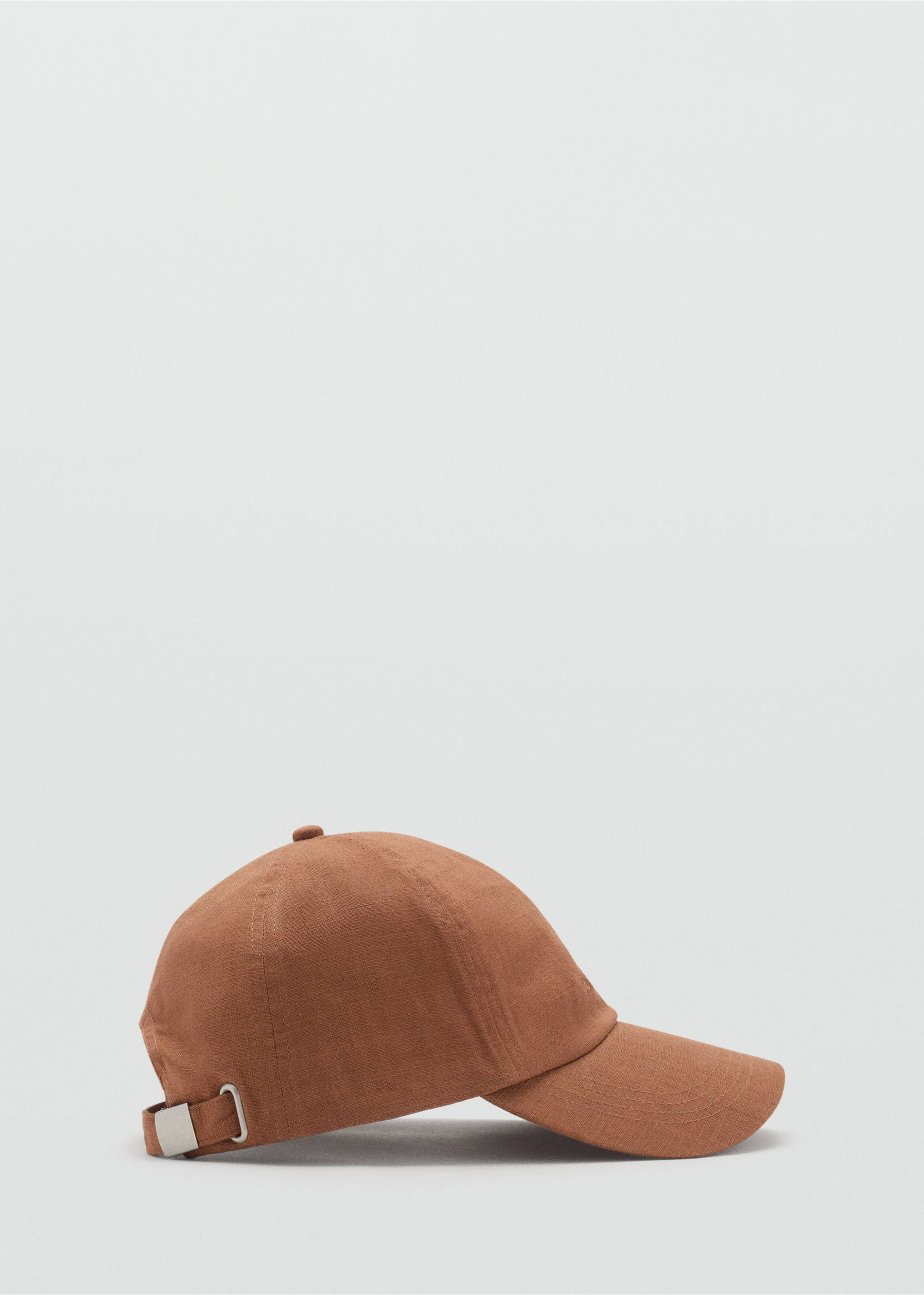 Linen-blend cap with embroidered message - Article without model, Brown. Ref: 17071130-00.