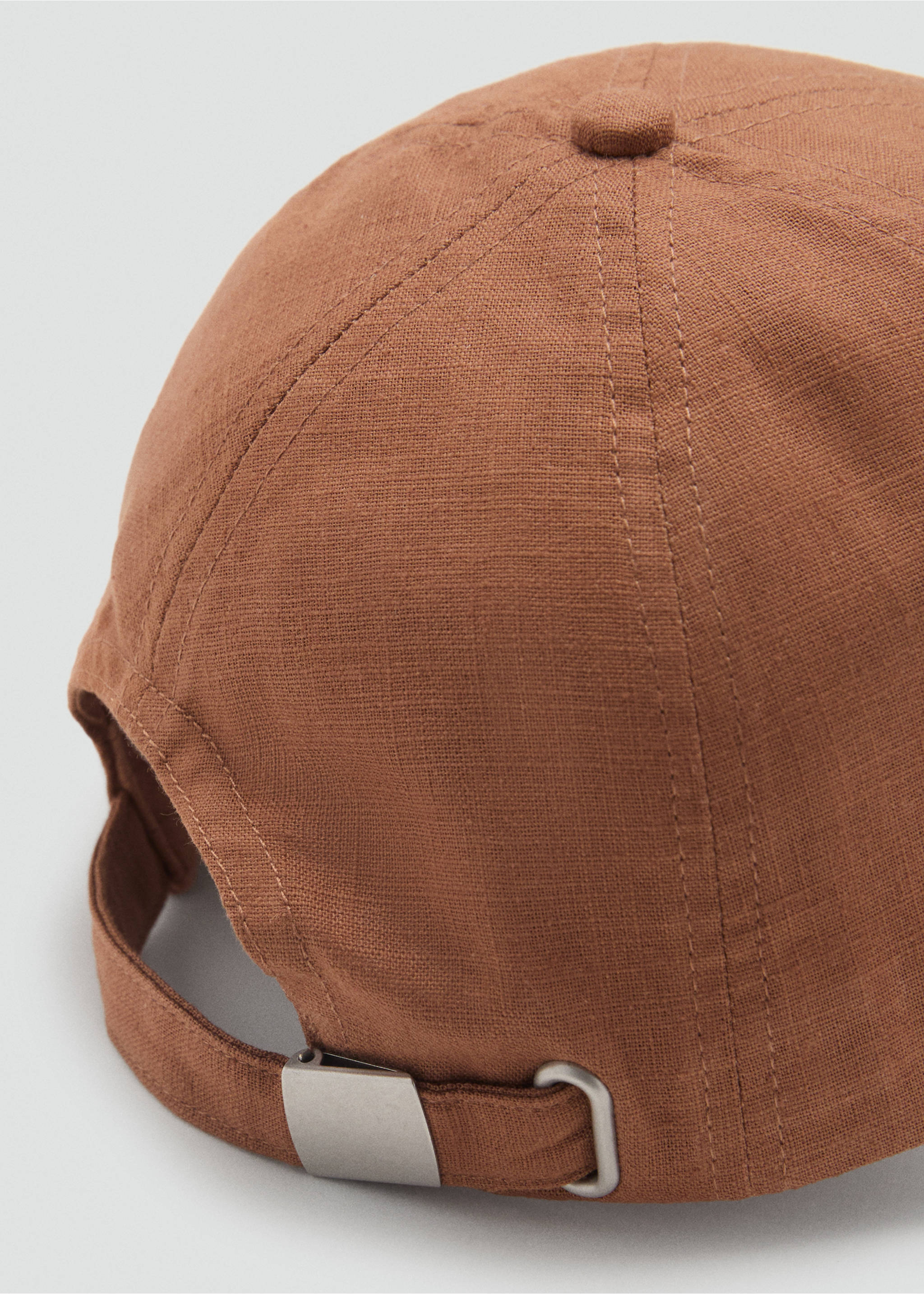 Linen-blend cap with embroidered message - Details of the article 1, Brown. Ref: 17071130-00.