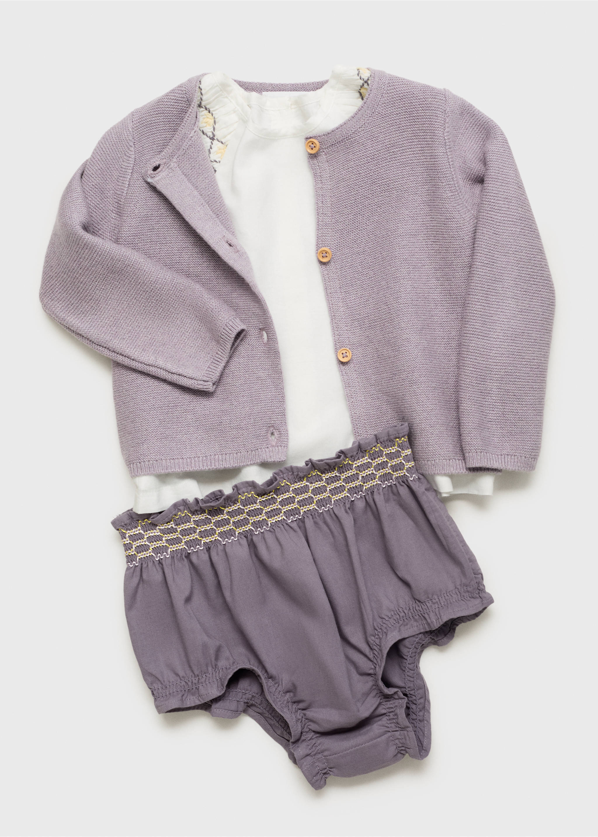 Úpletový kardigan na knoflíky - Zboží bez modelu, Světle/pastelově purpurová. Ref: 17071131-00.