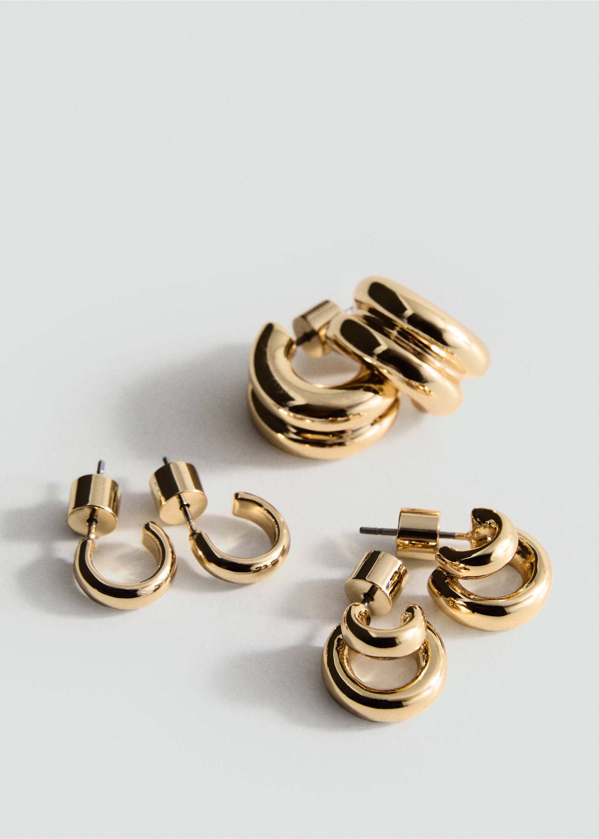 Set pendientes aro combinados - Plano medio, Oro. Ref: 17071132-00.