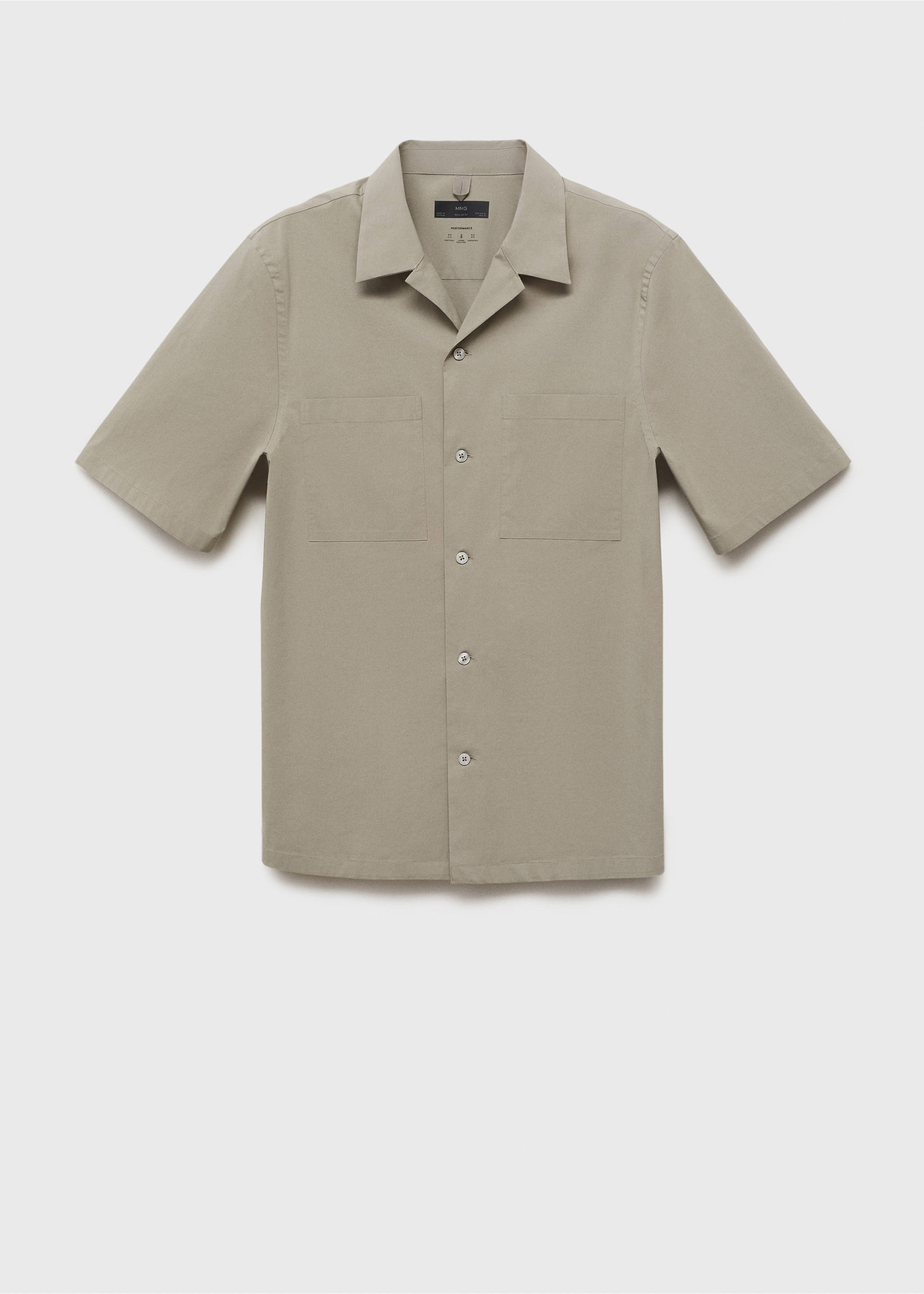 Skjorte med lommer og bowlingkrage - Artikkel uten modell, Khaki. Ref: 17071133-00.