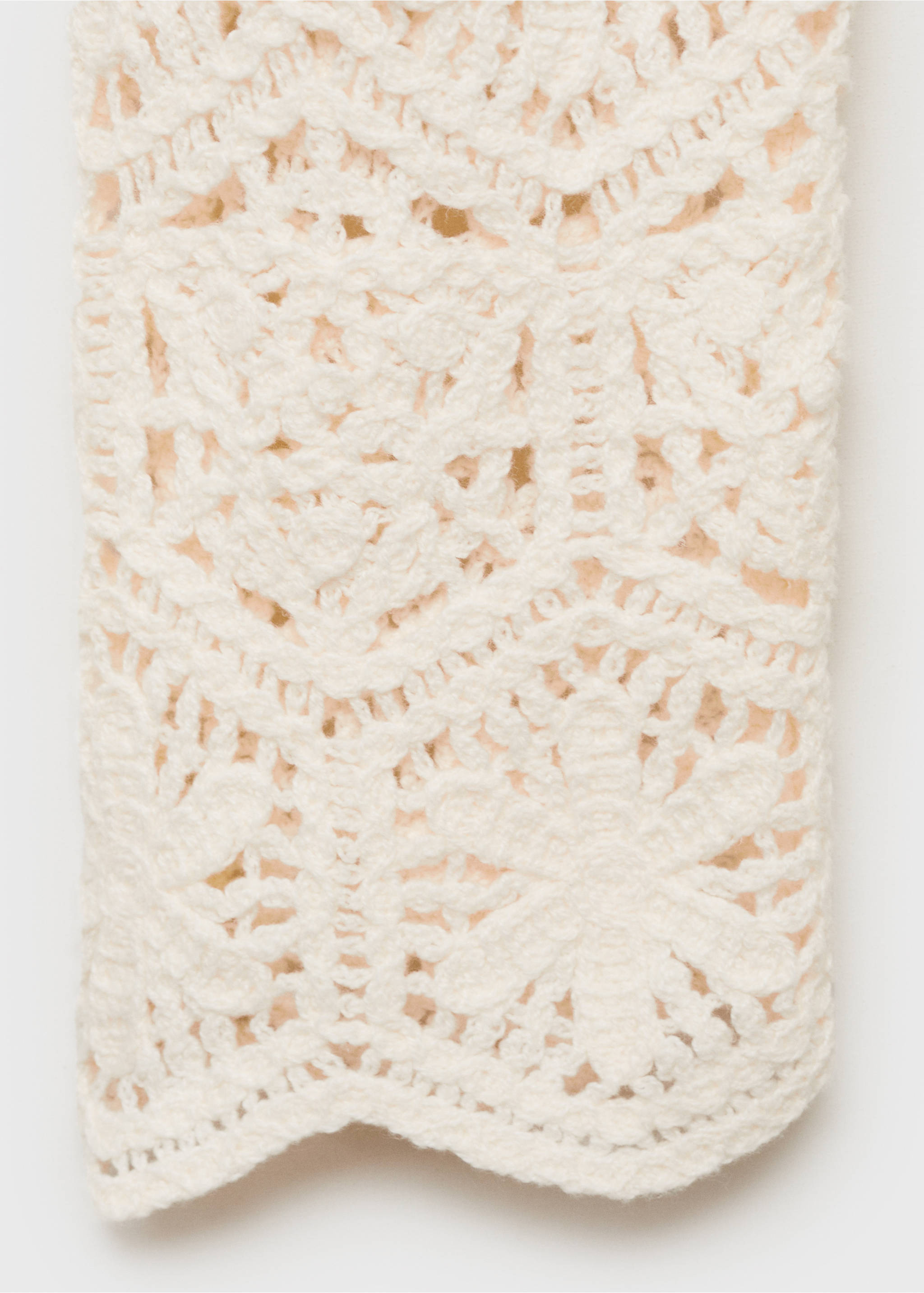 Crochet cardigan with scalloped hem - Details of the article 0, Ecru. Ref: 17071135-00.