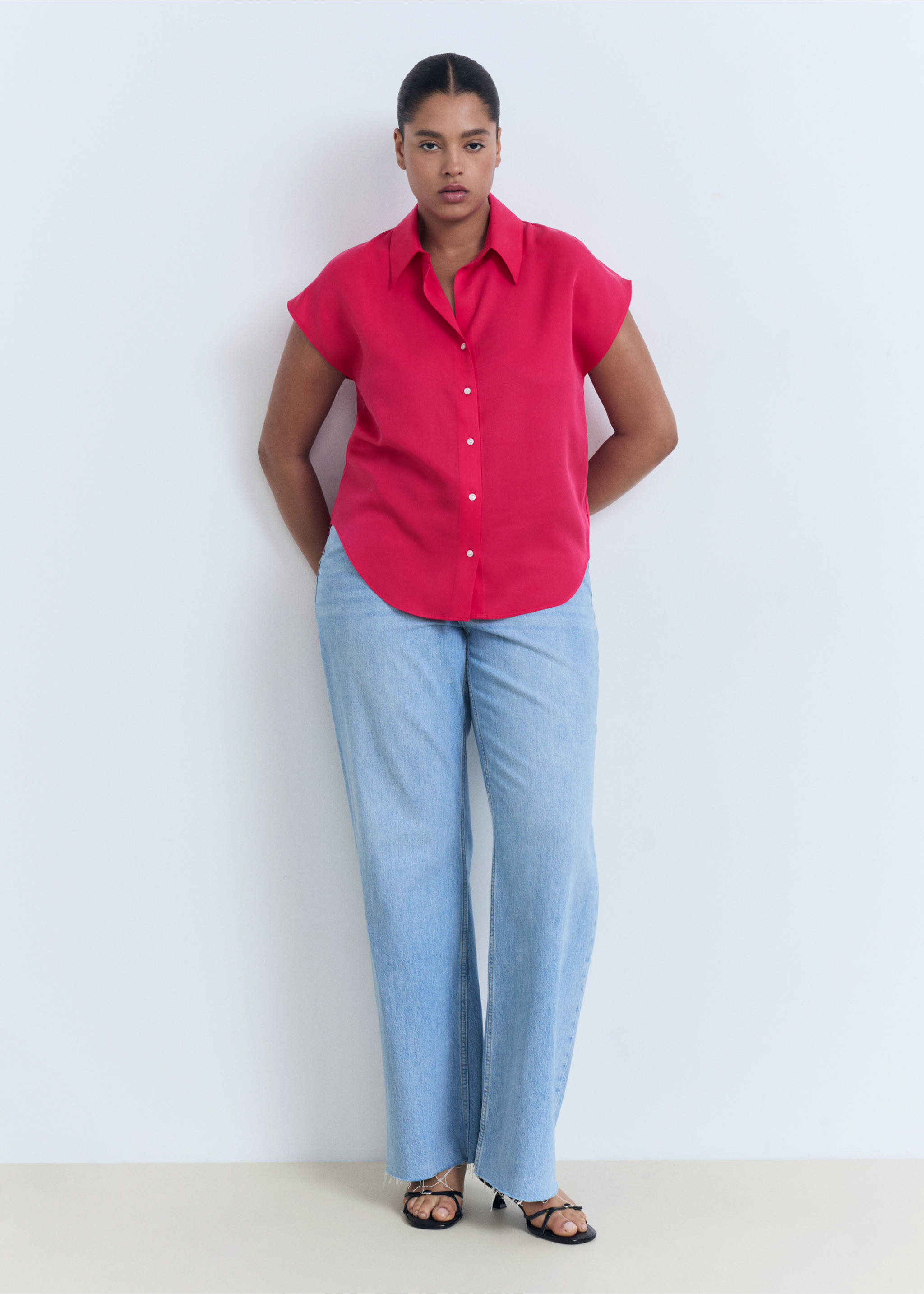 Lyocell sleeveless shirt - Details of the article 3, Strawberry. Ref: 17071137-00.