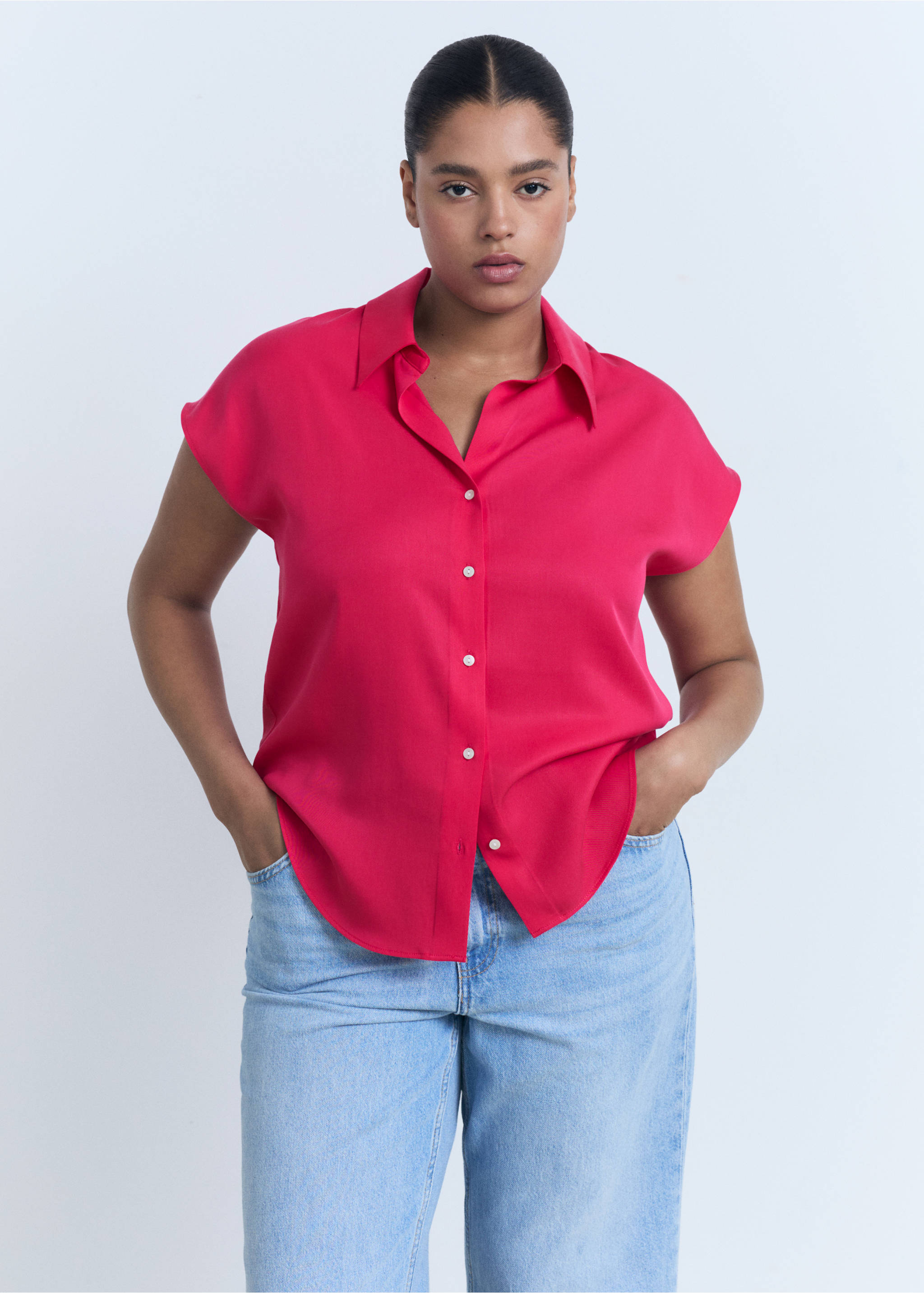Lyocell sleeveless shirt - Details of the article 5, Strawberry. Ref: 17071137-00.