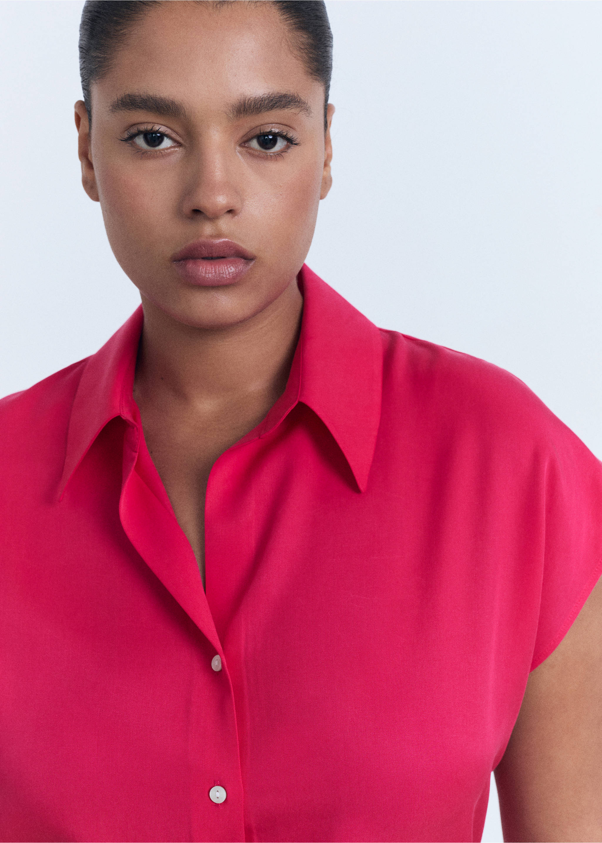 Lyocell sleeveless shirt - Details of the article 4, Strawberry. Ref: 17071137-00.
