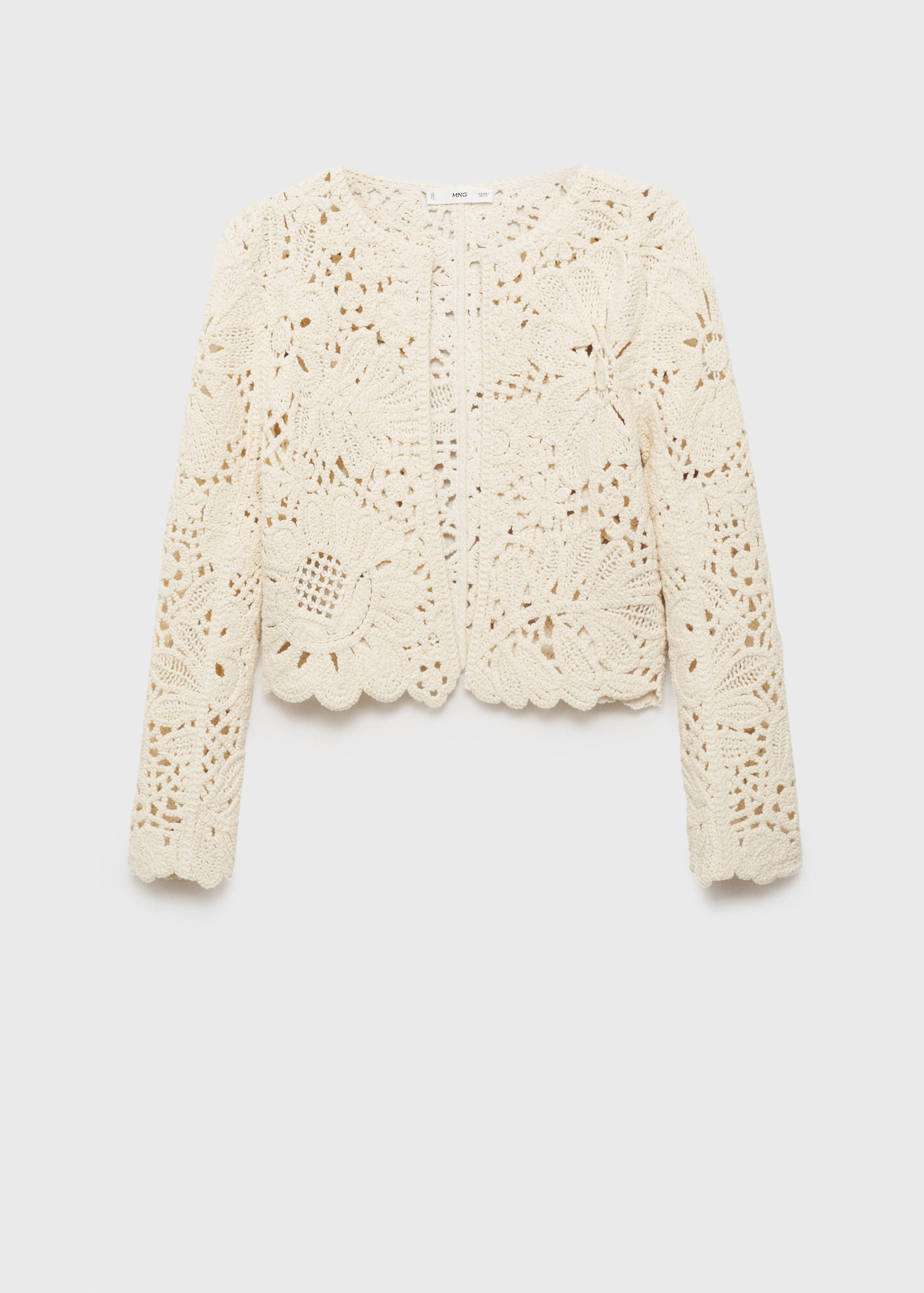 Openwork knitted jacket with scalloped hem - Article without model