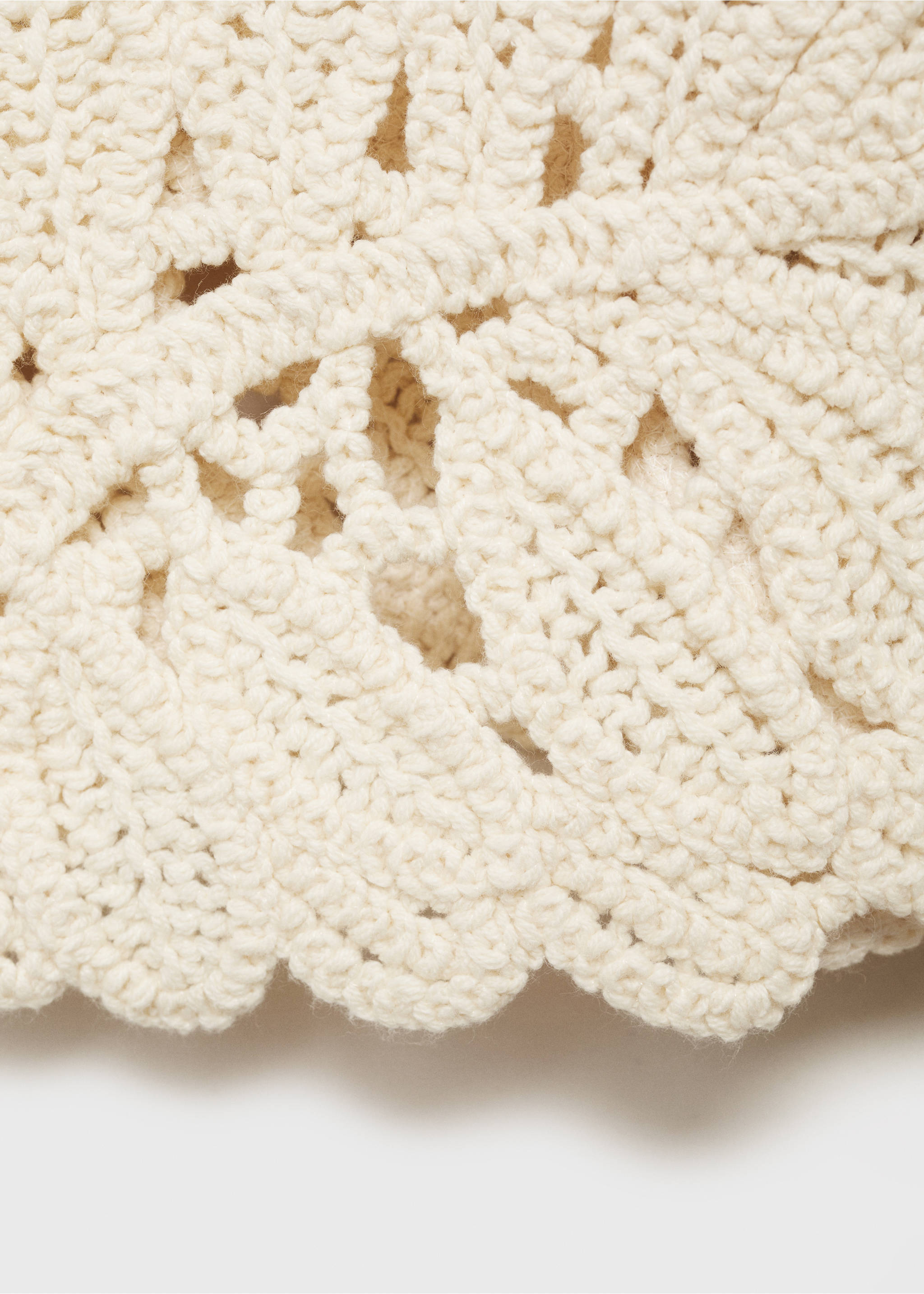 Openwork knitted jacket with scalloped hem - Details of the article 0, Ecru. Ref: 17071138-00.