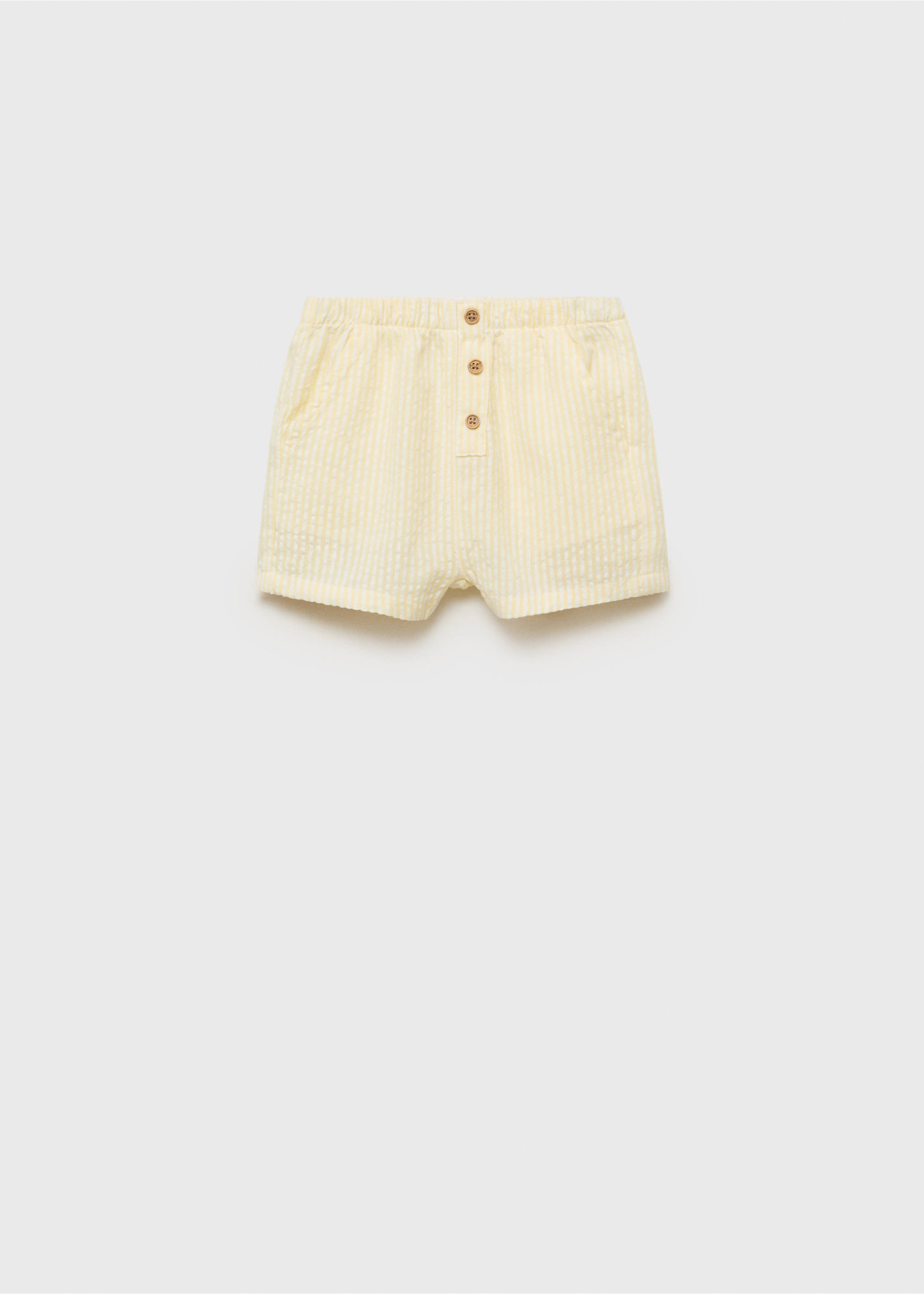 Striped textured shorts - Article without model, Pastel Yellow. Ref: 17071140-00.