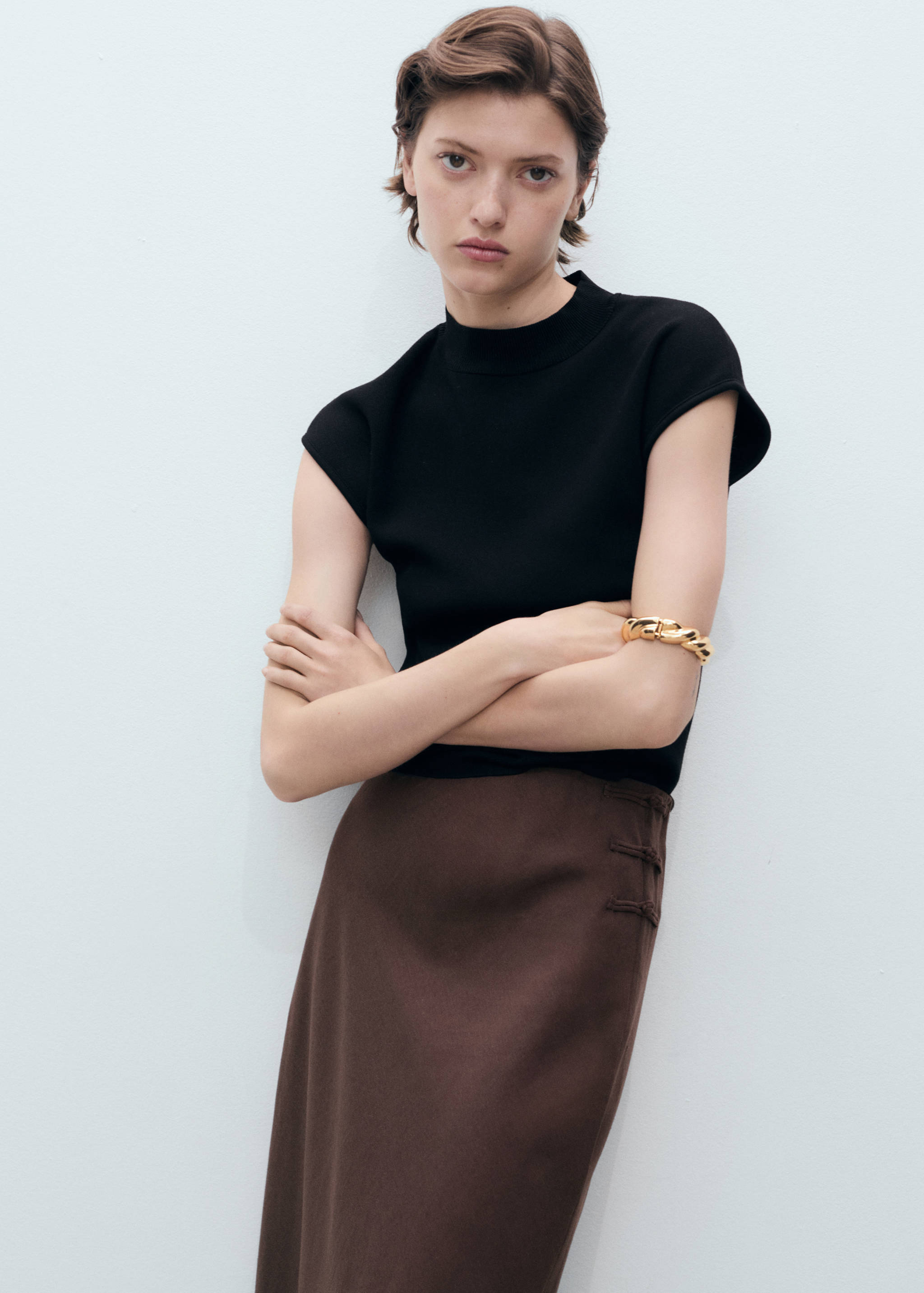 Linen-blend straight skirt - Details of the article 2