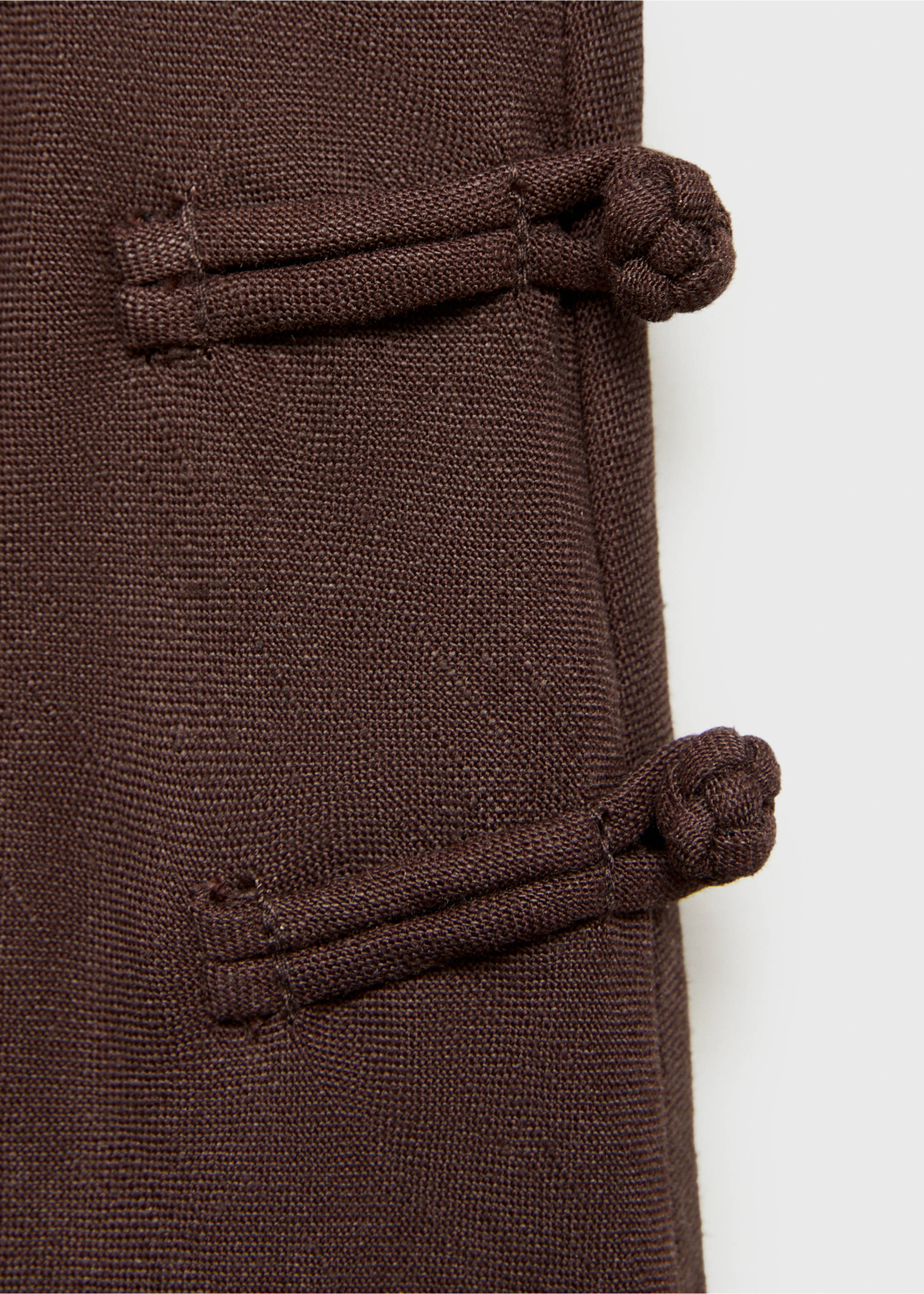 Linen-blend straight skirt - Details of the article 8, Chocolate. Ref: 17071141-00.